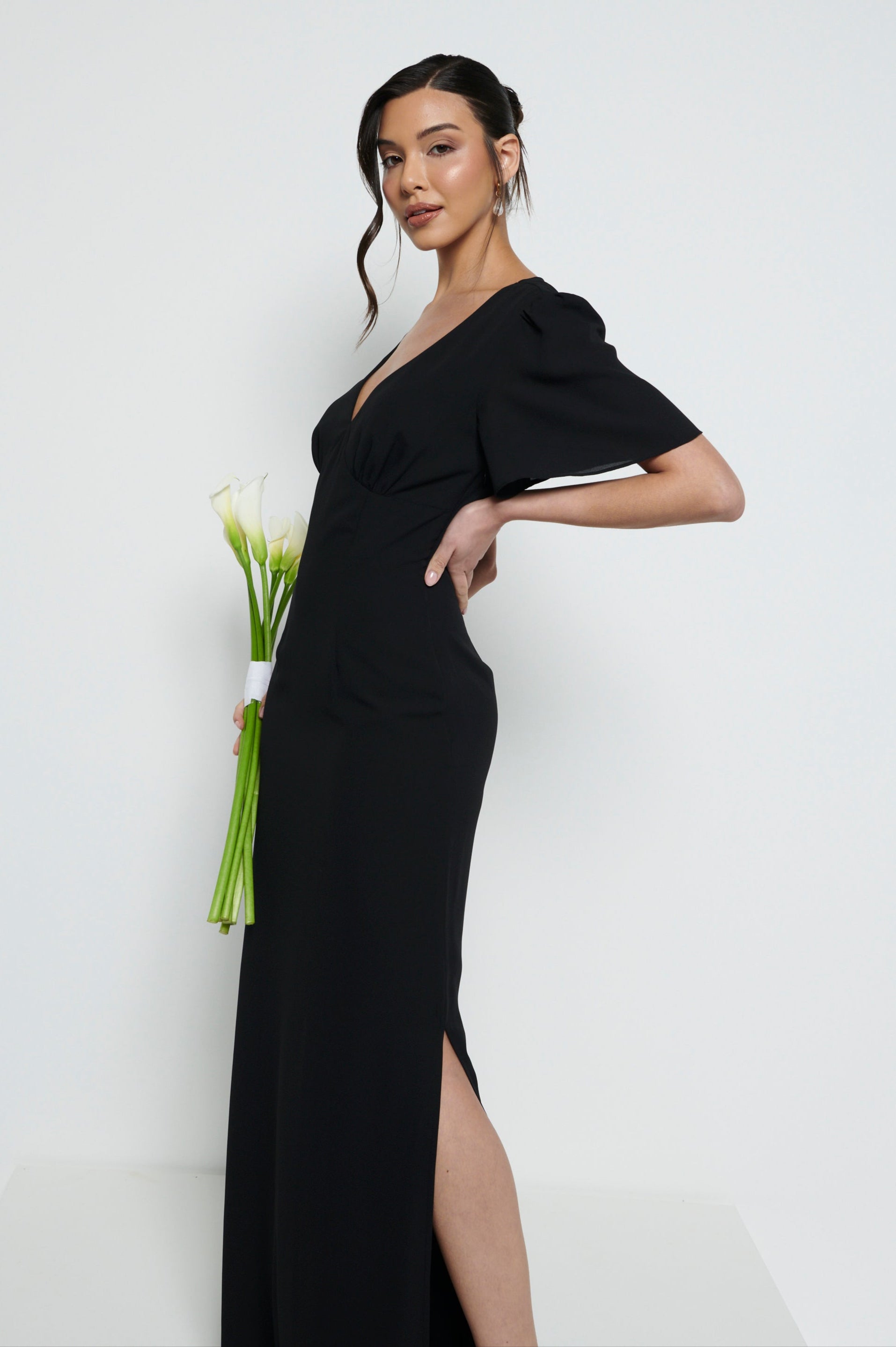 Edie Chiffon Maxi Bridesmaid Dress - Black Pretty Lavish Edie Chiffon Maxi Bridesmaid Dress - Black Pretty Lavish