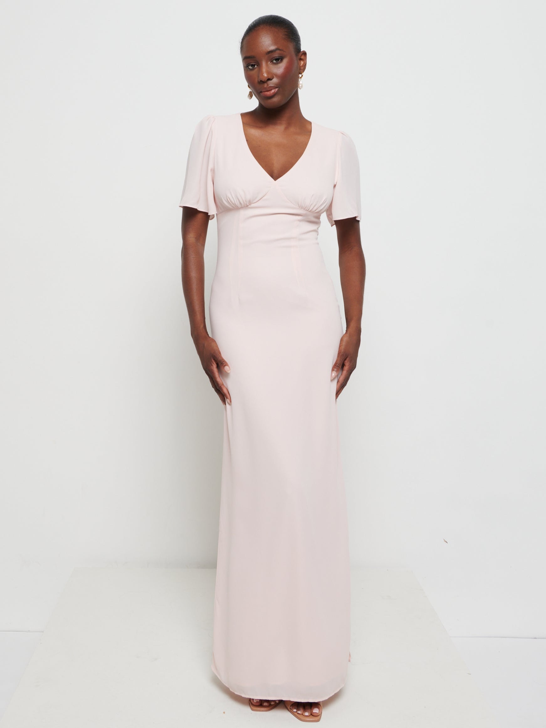 Edie Chiffon Maxi Bridesmaids Dress - Blush Pretty Lavish Edie Chiffon Maxi Bridesmaids Dress - Blush Pretty Lavish