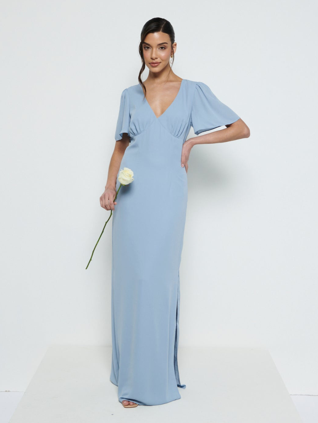 Edie Chiffon Maxi Bridesmaid Dress - Dusty Blue