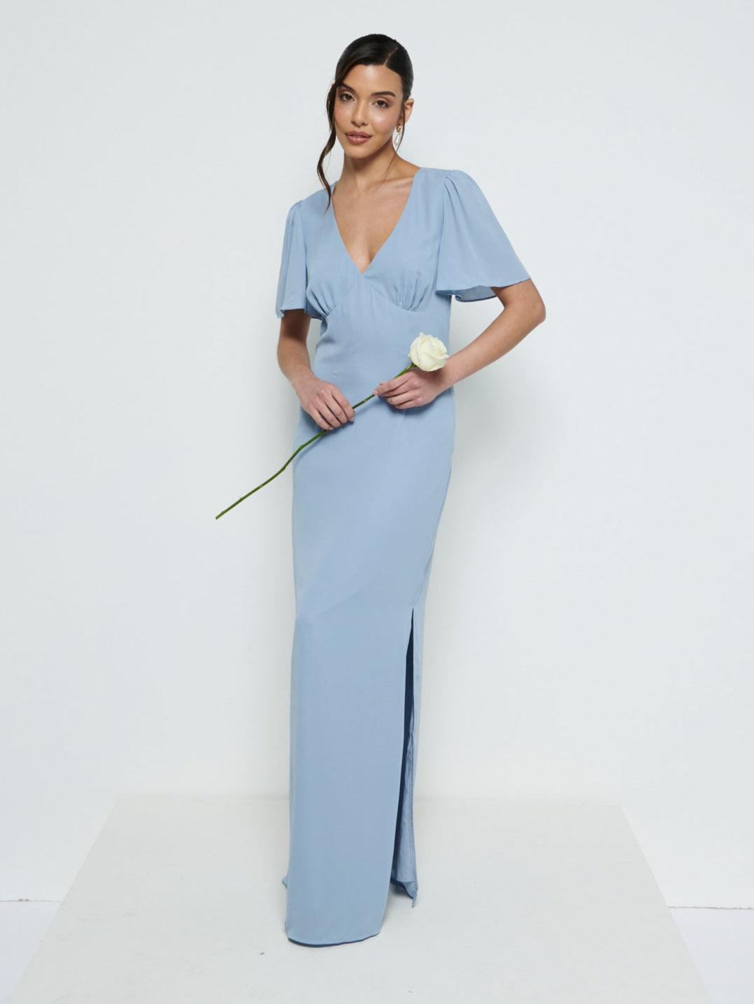 Edie Chiffon Maxi Bridesmaid Dress - Dusty Blue