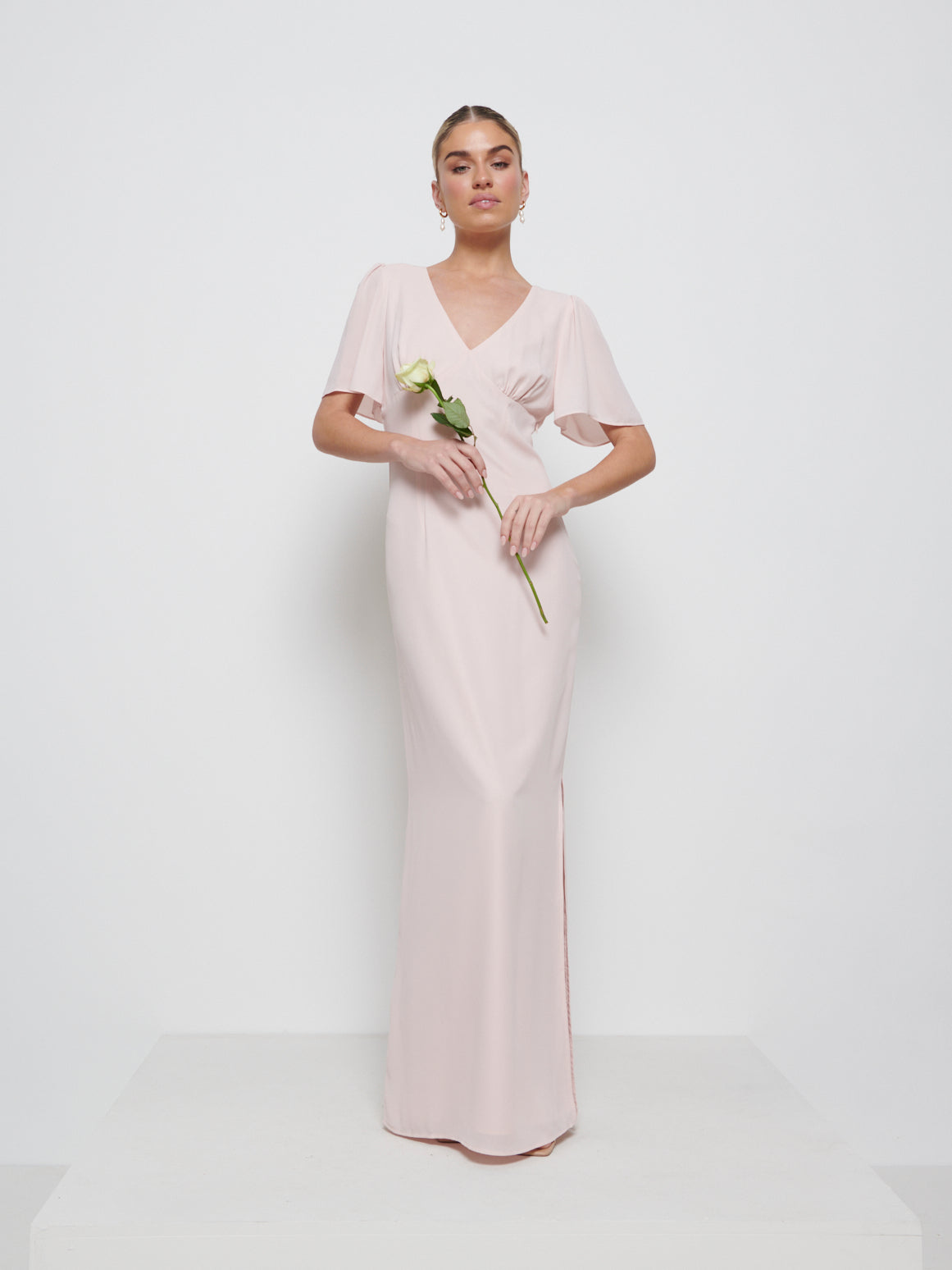 Edie Chiffon Maxi Bridesmaids Dress - Blush