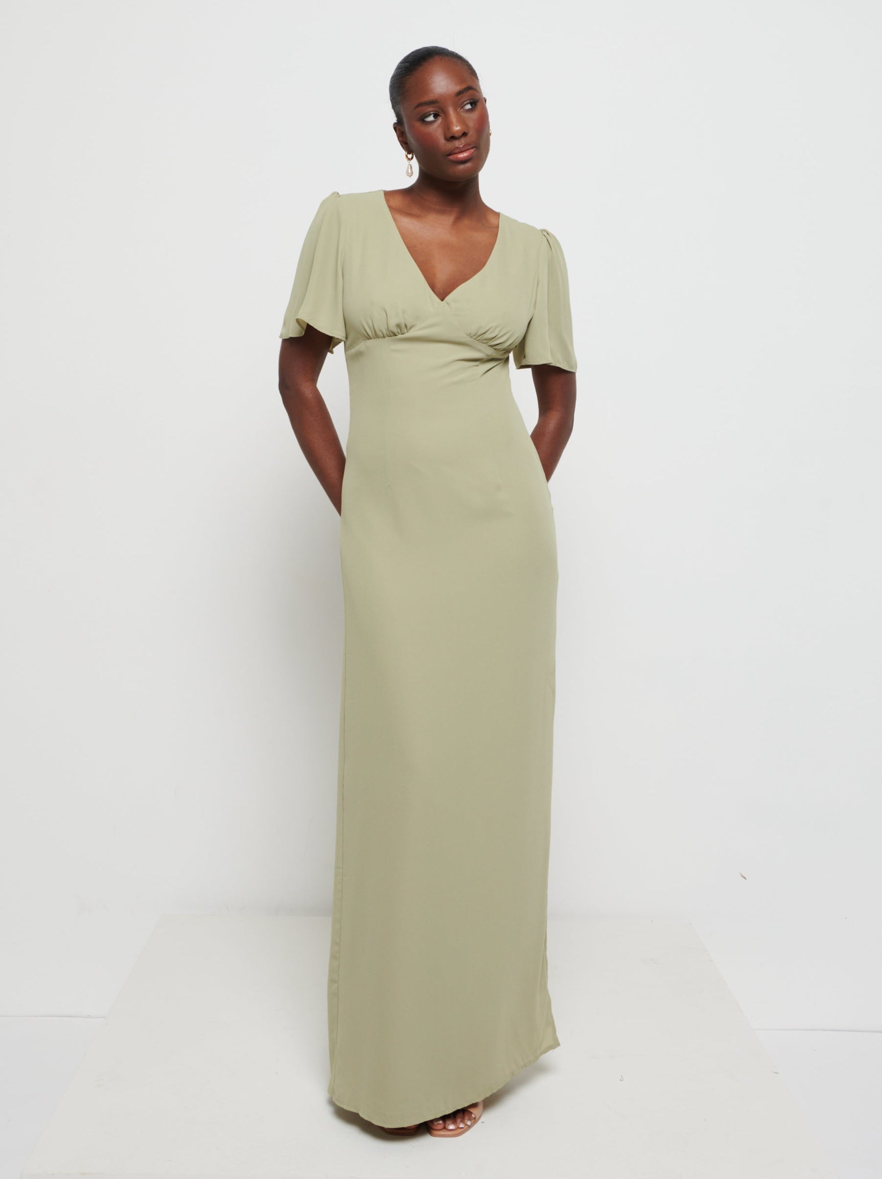 Edie Chiffon Maxi Bridesmaids Dress - Olive Edie Chiffon Maxi Bridesmaids Dress - Olive