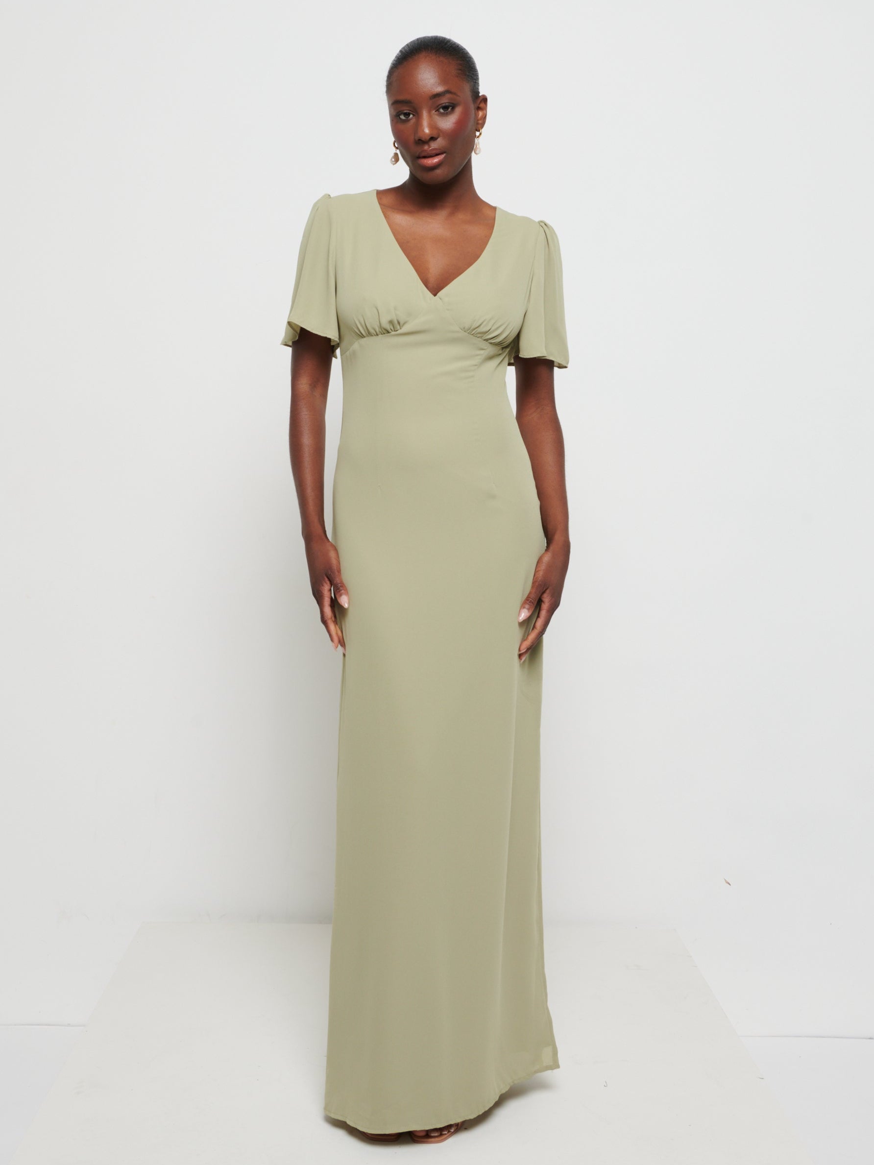 Edie Chiffon Maxi Bridesmaids Dress - Olive Pretty Lavish Edie Chiffon Maxi Bridesmaids Dress - Olive Pretty Lavish