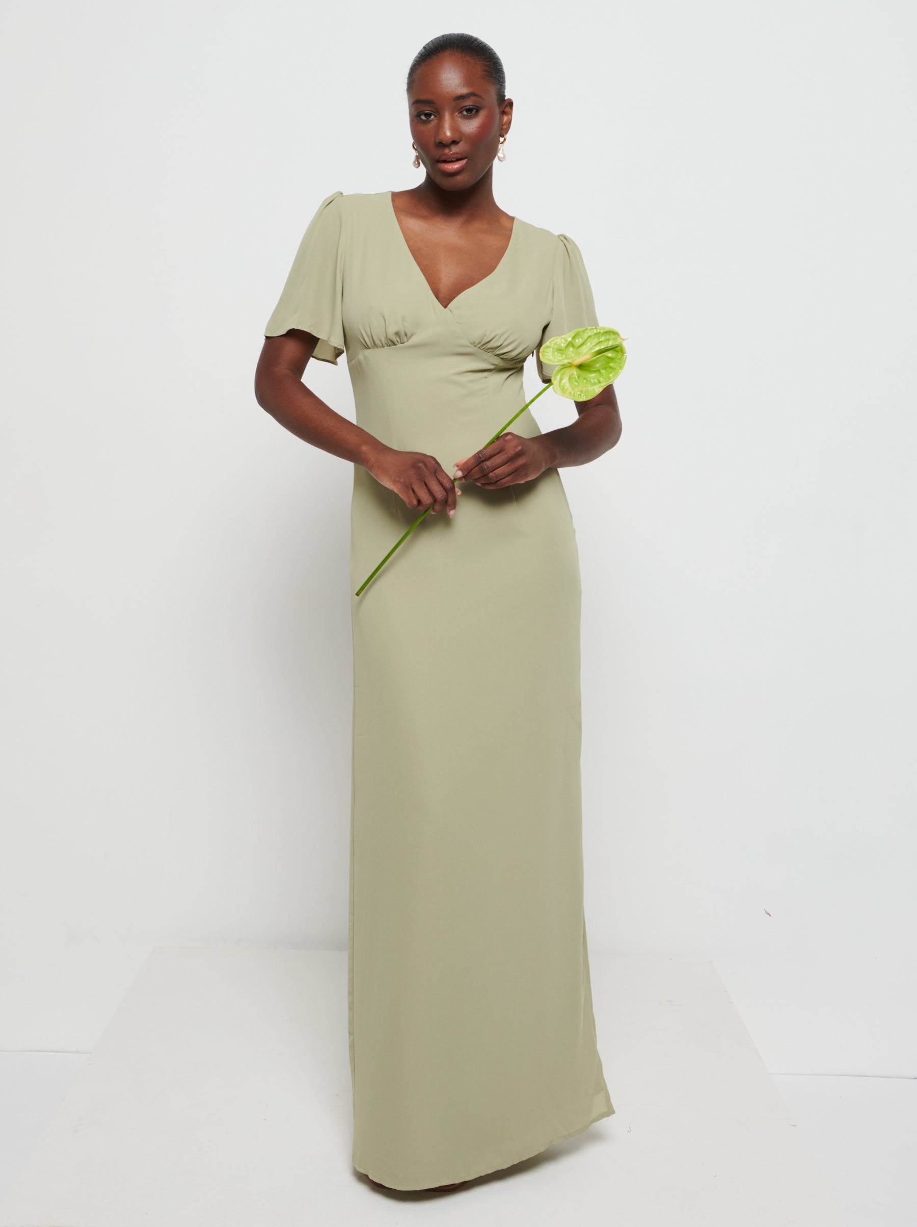 Edie Chiffon Maxi Bridesmaids Dress - Olive Pretty Lavish Edie Chiffon Maxi Bridesmaids Dress - Olive Pretty Lavish