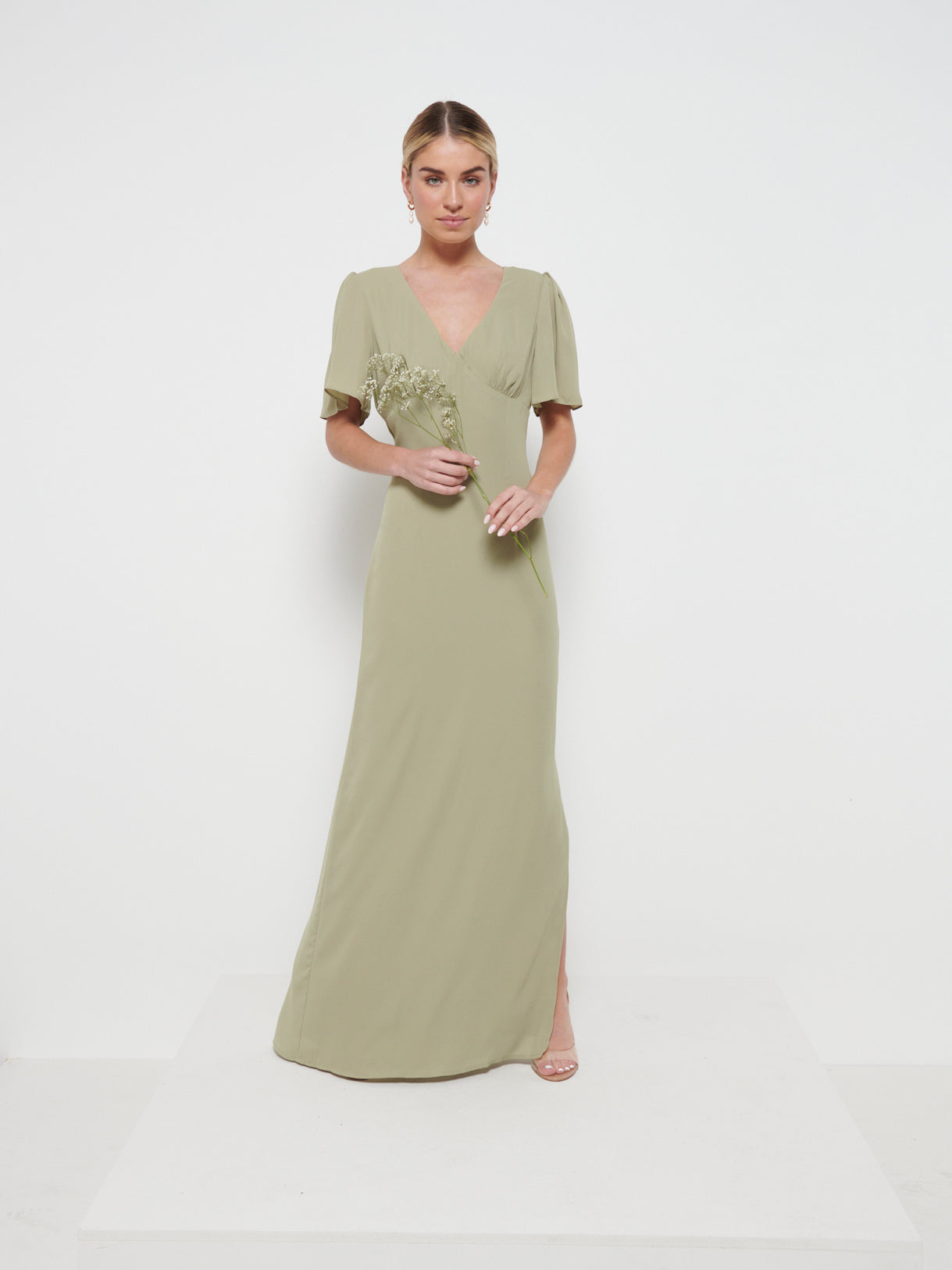 Edie Chiffon Maxi Bridesmaids Dress - Olive
