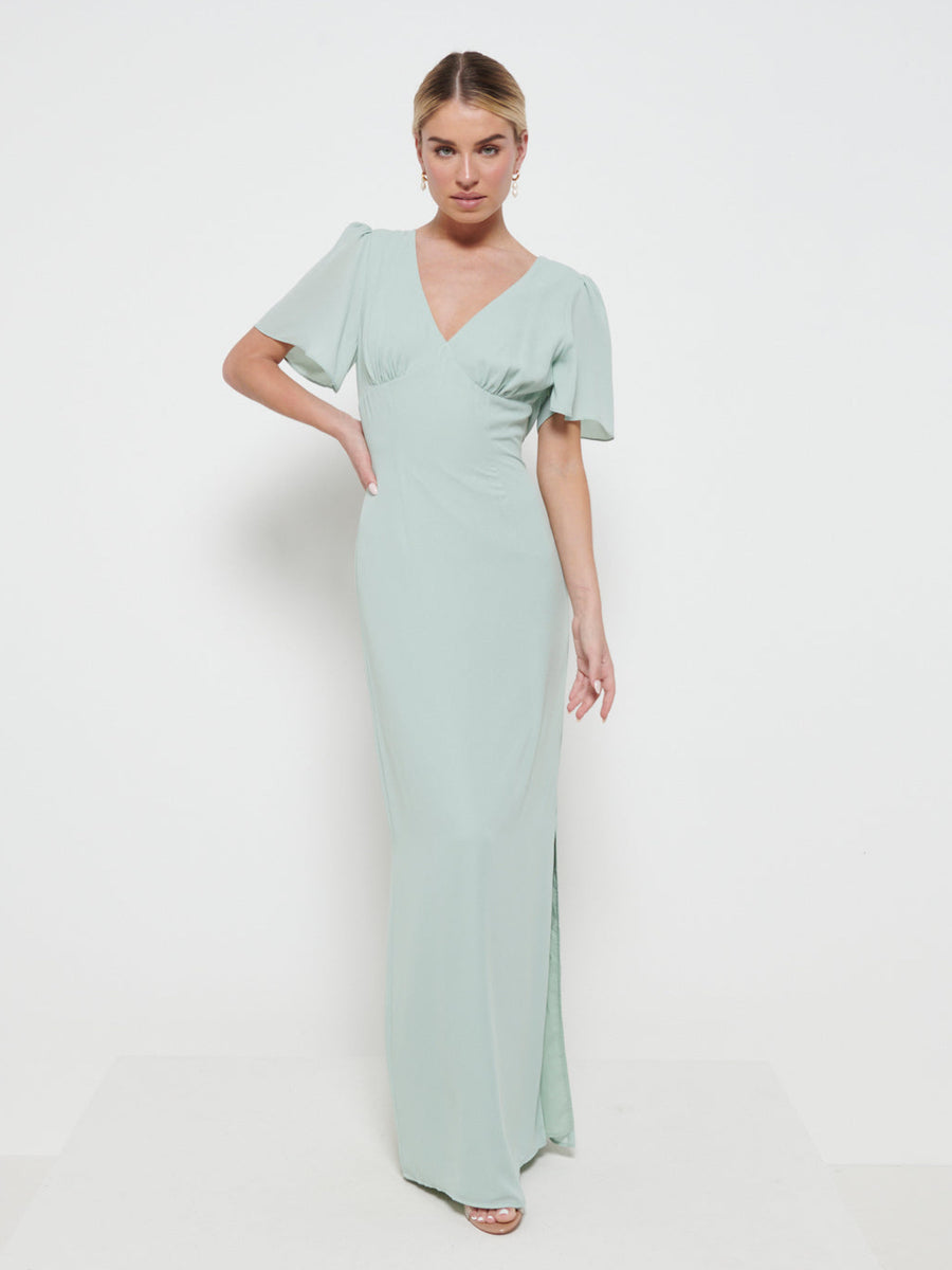 Scalloped Lace Elegant and gentle Retract Your Waist  Maxi Bridesmaids Dress main image 1