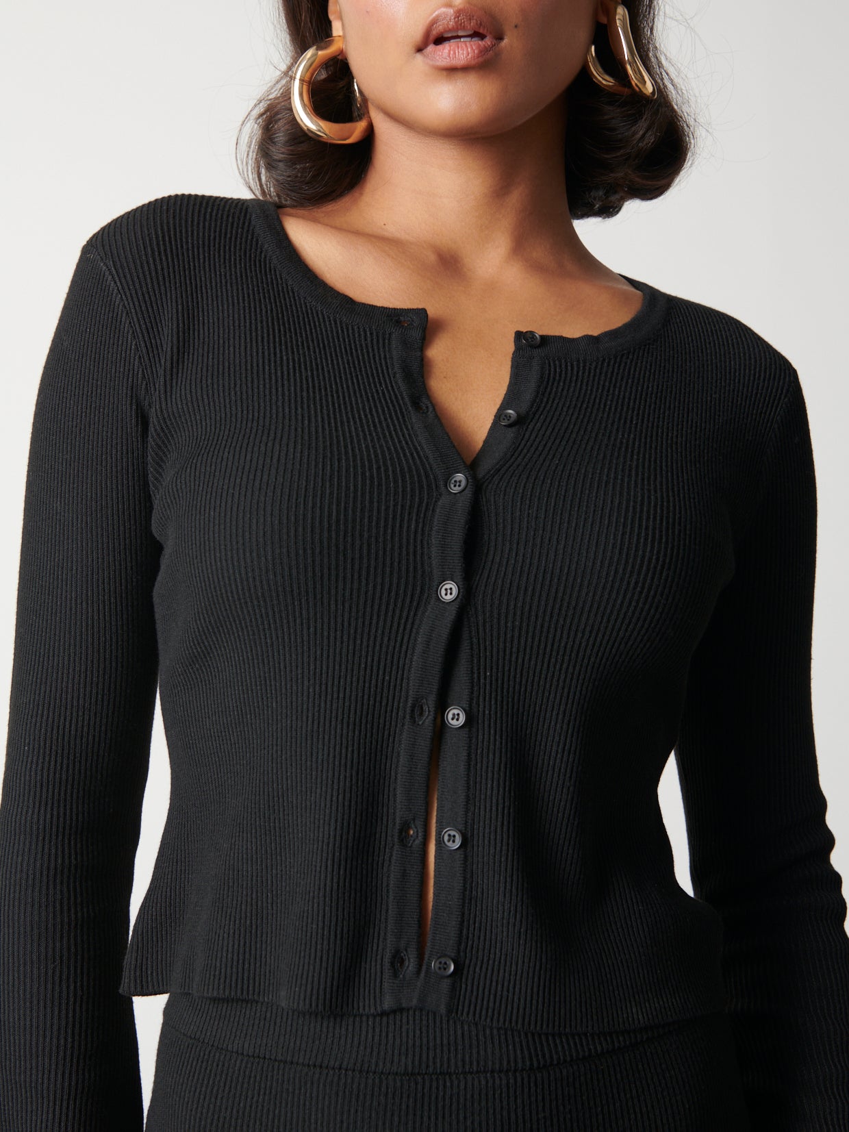 Emberlyn Button Up Knit Cardigan - Black