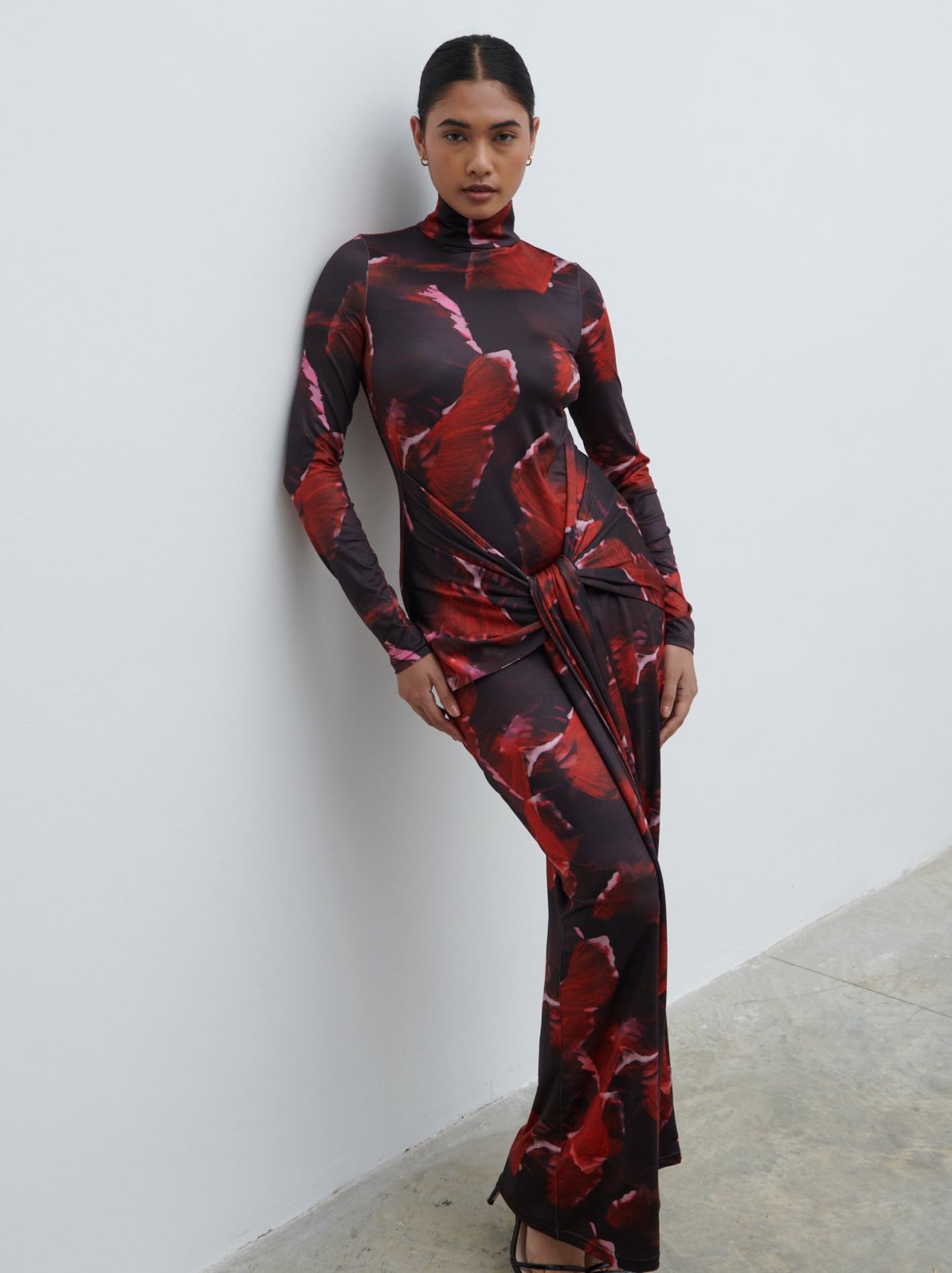 Emmeline High Neck Jersey Maxi Dress Print