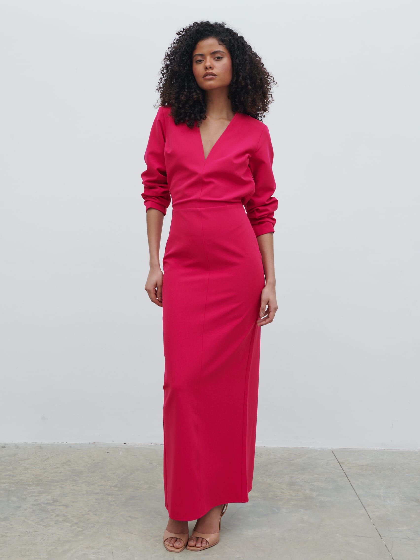 Escala V-Neck Maxi Dress - Fuchsia Pretty Lavish Escala V-Neck Maxi Dress - Fuchsia Pretty Lavish