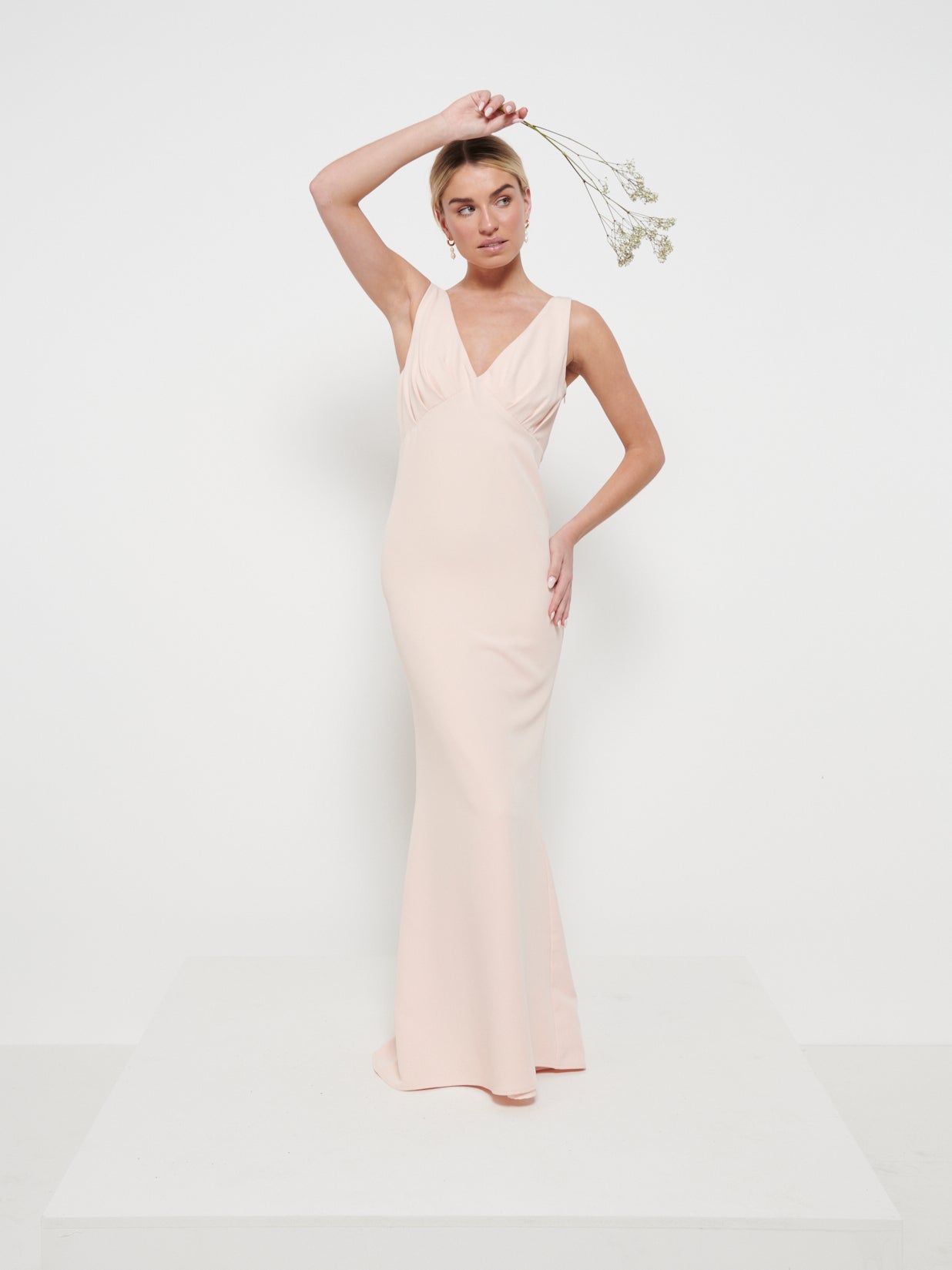 Esmee Crepe Maxi Bridesmaid Dress - Blush
