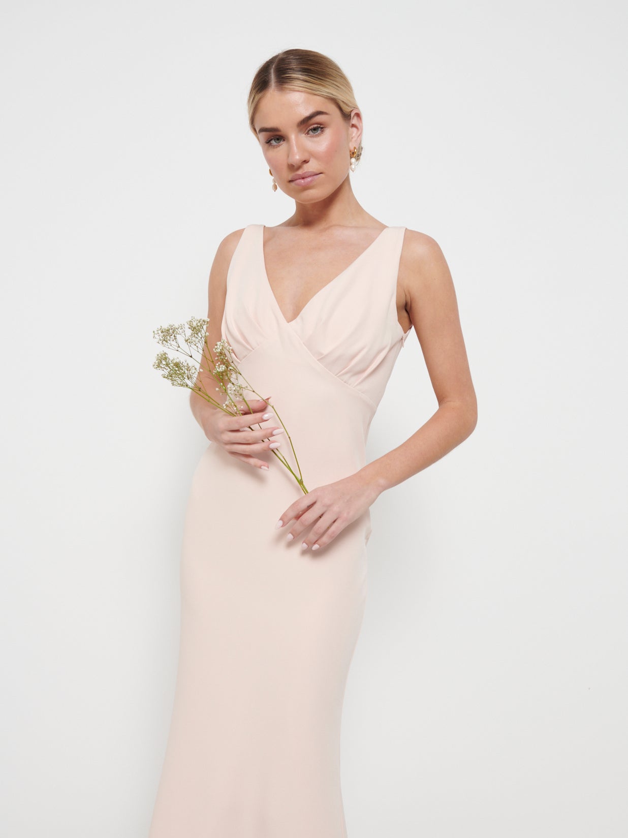 Esmee Crepe Maxi Bridesmaid Dress - Blush