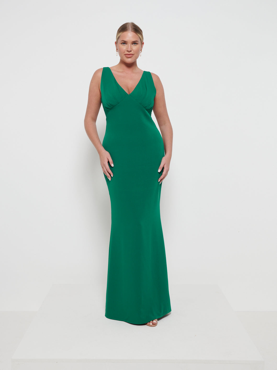 Esmee Crepe Maxi Bridesmaid Dress - Emerald
