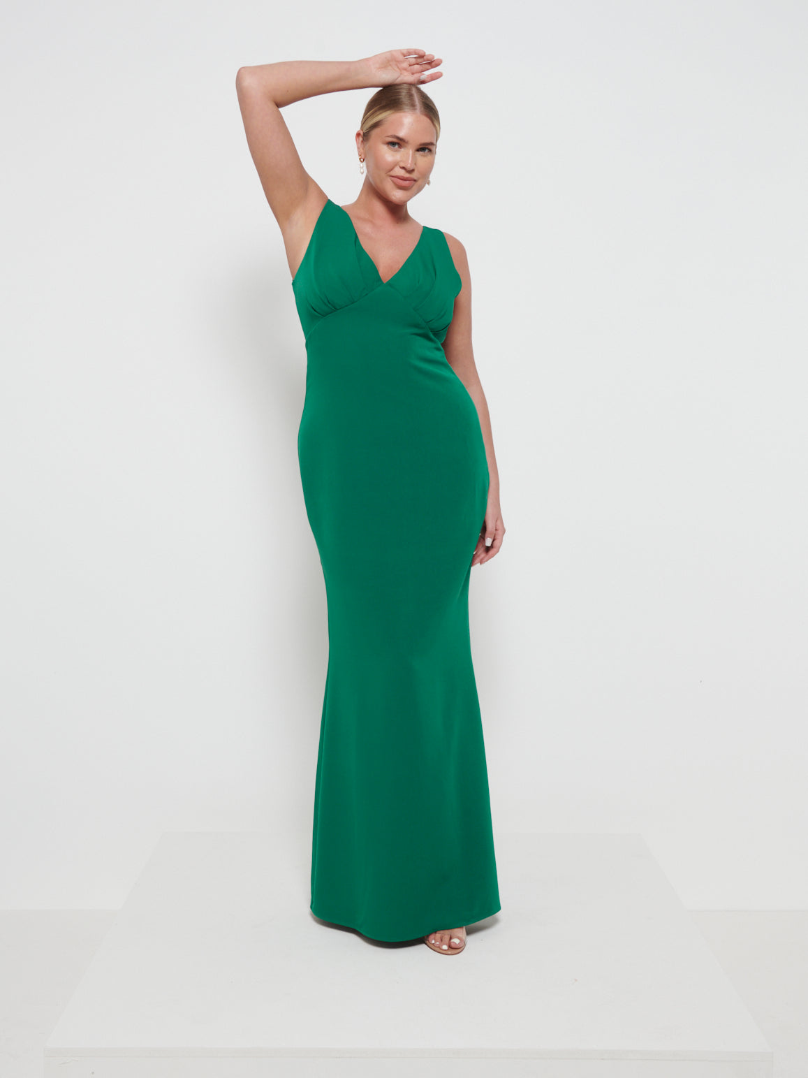 Esmee Crepe Maxi Bridesmaid Dress - Emerald