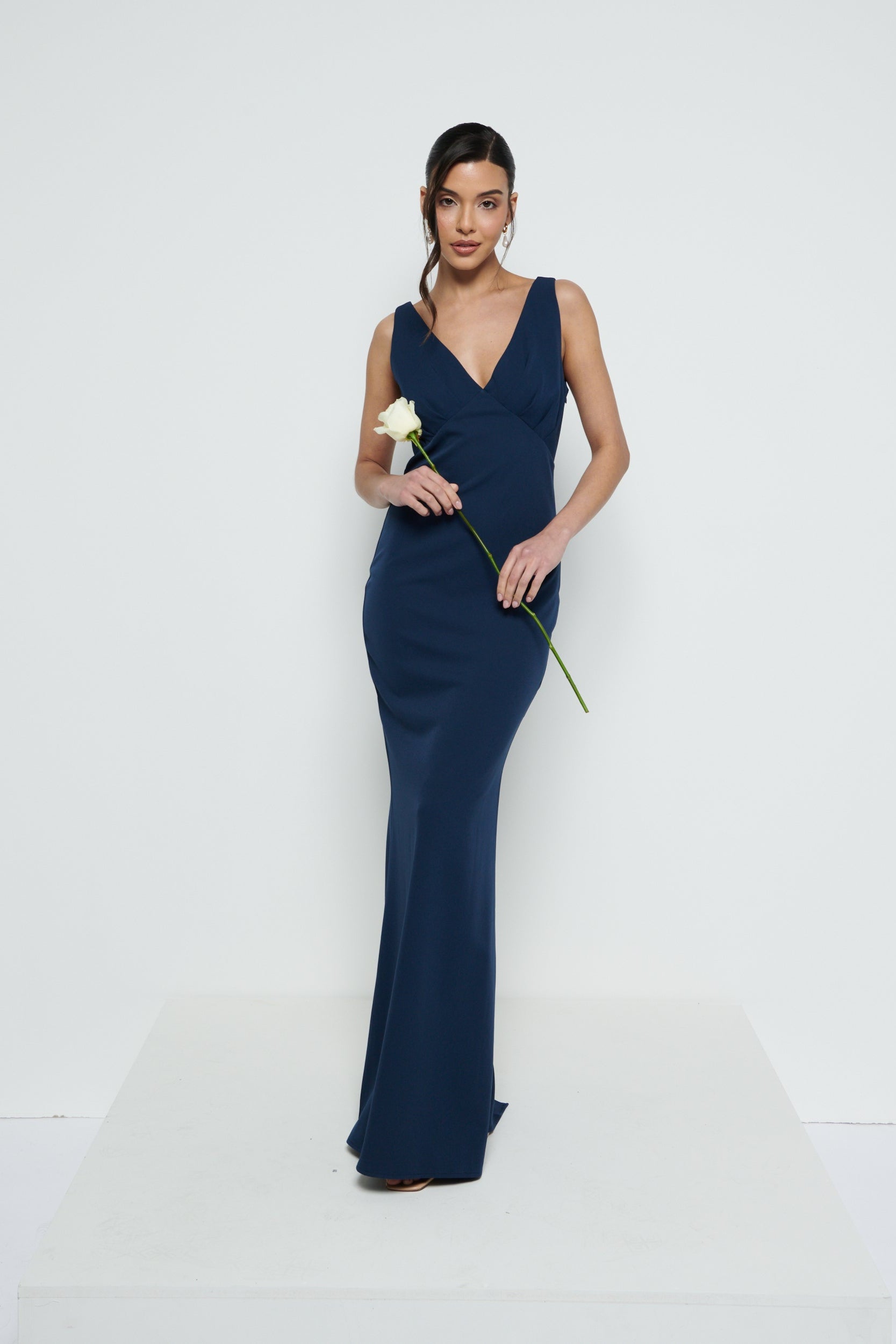 Esmee Crepe Maxi Bridesmaid Dress - Navy Pretty Lavish Esmee Crepe Maxi Bridesmaid Dress - Navy Pretty Lavish
