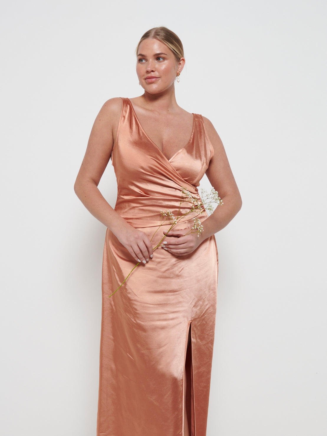 Esmee Wrap Maxi Bridesmaid Dress - Matte Cinnamon