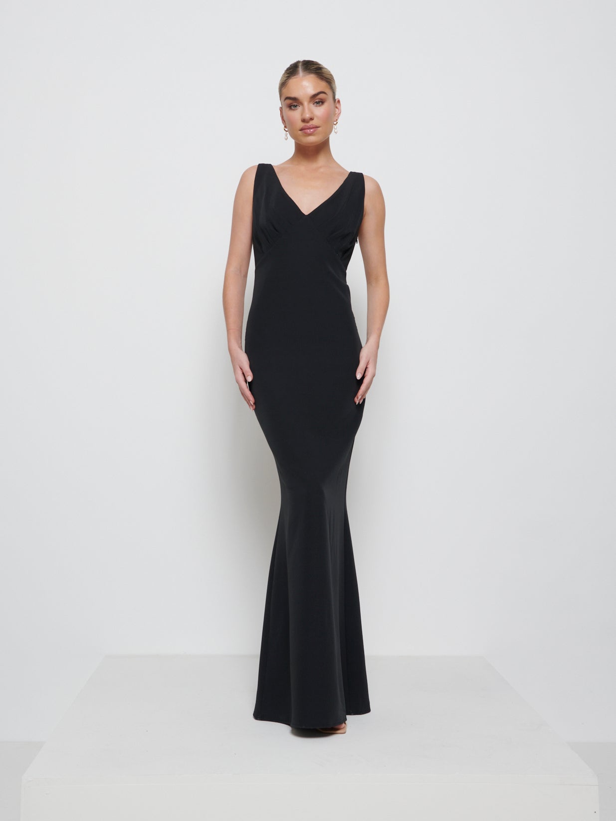 Esmee Crepe Maxi Bridesmaid Dress - Black