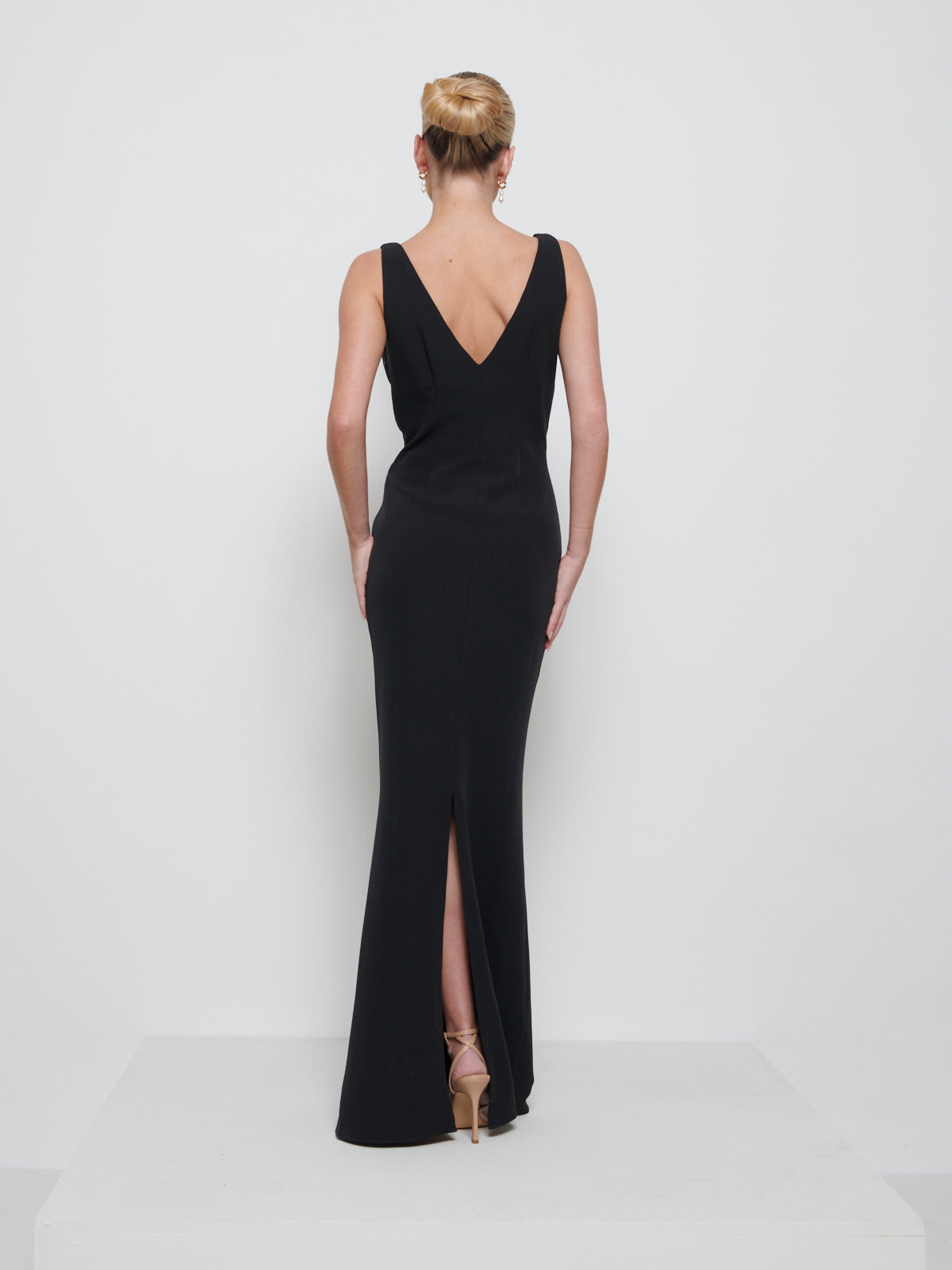 Esmee Crepe Maxi Bridesmaid Dress - Black
