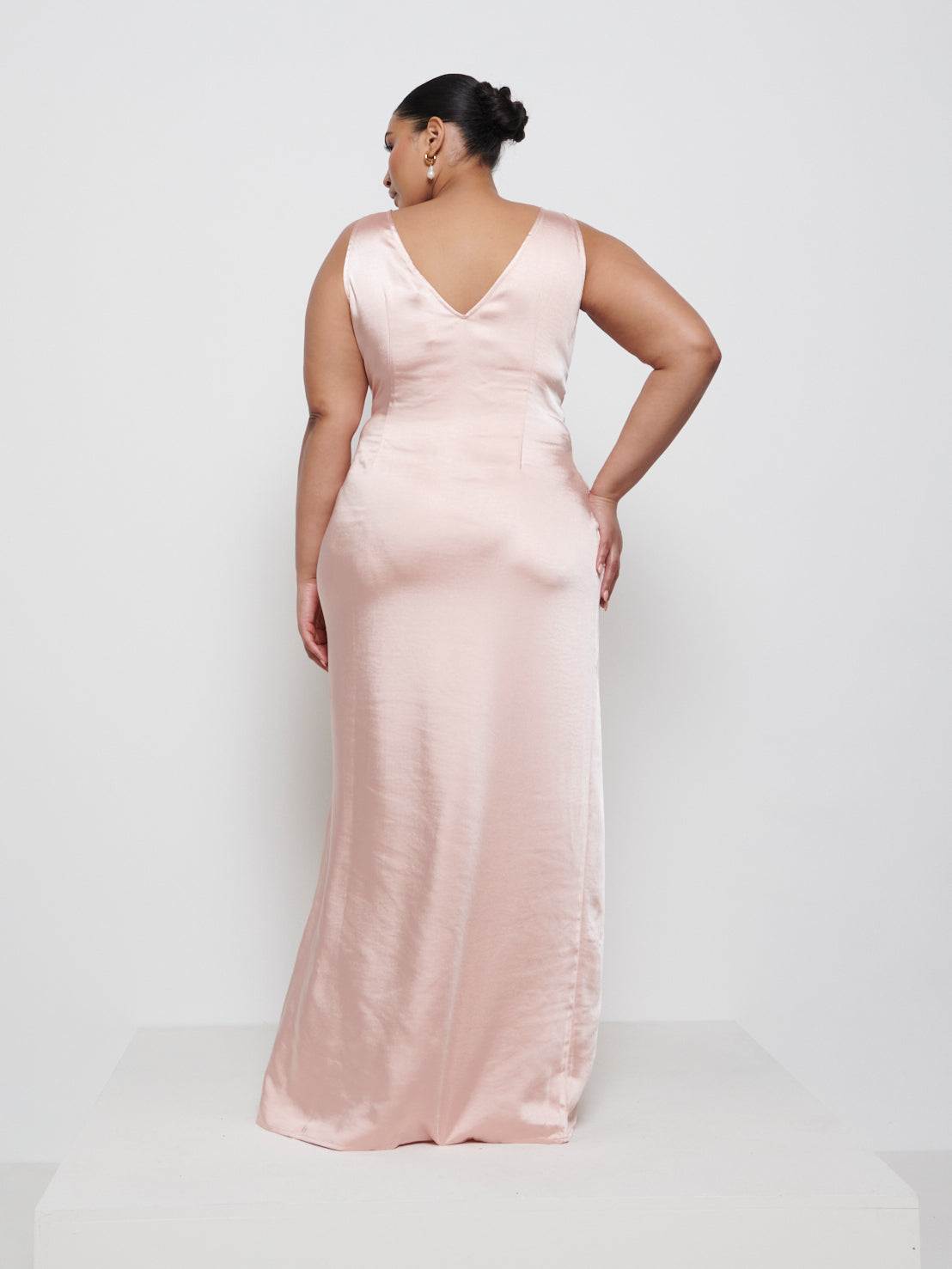 Esmee Wrap Maxi Bridesmaid Dress Curve - Blush