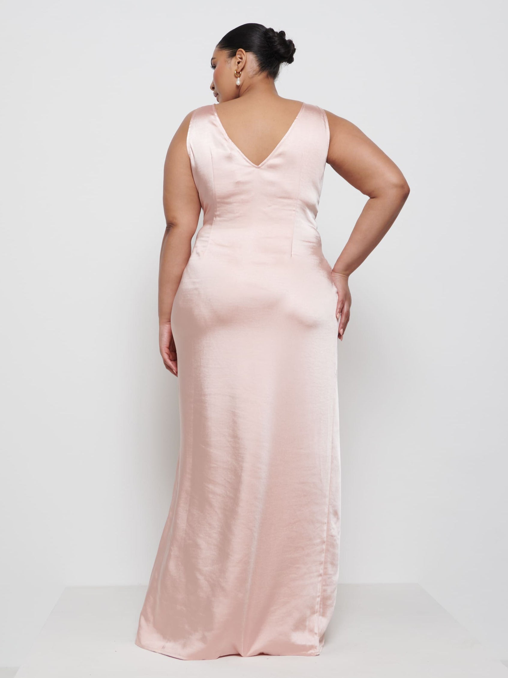 Wrap Dress Plus Size Blush Pink Maxi Dress Light Pink Chiffon Long