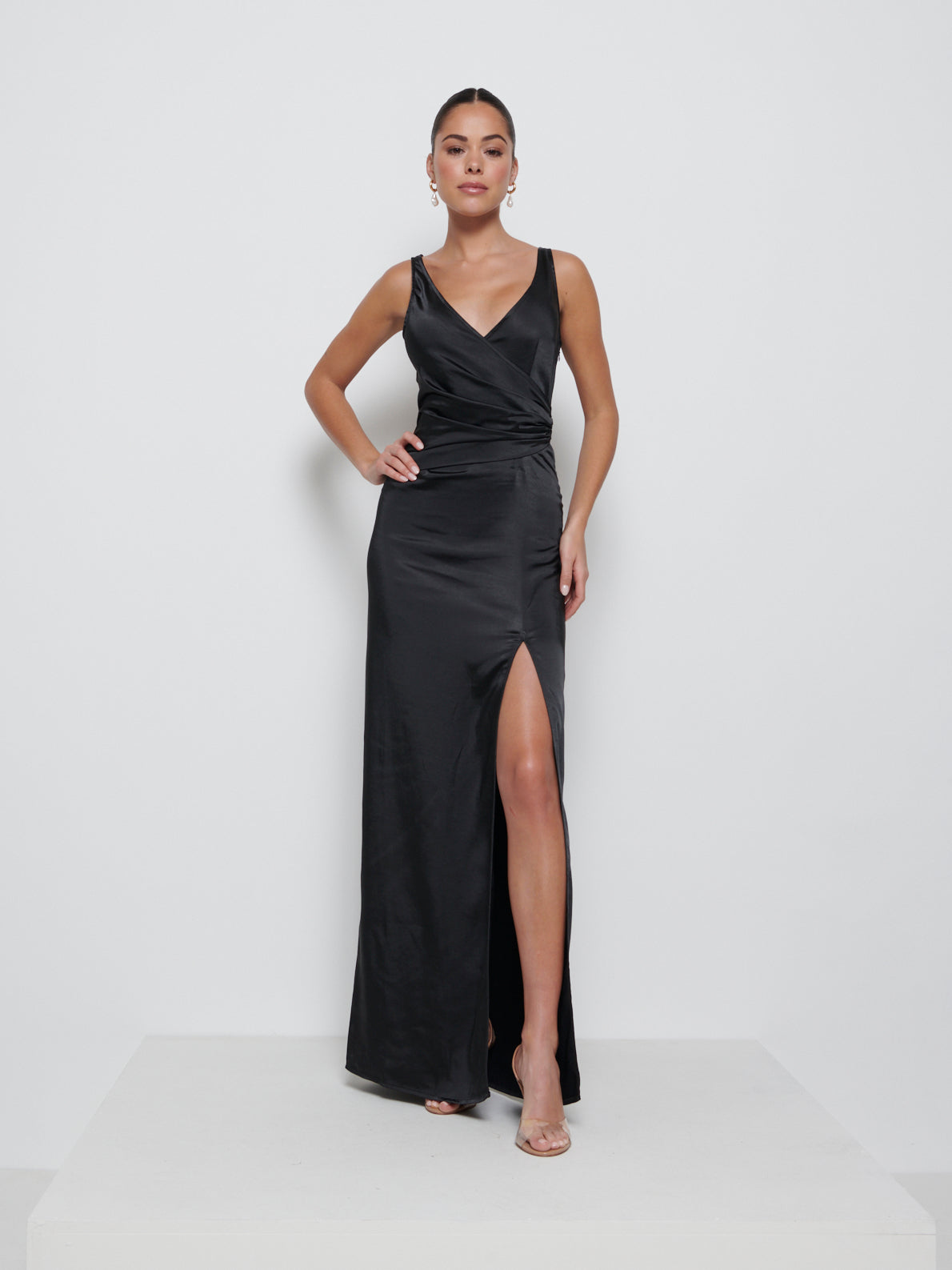 Esmee Wrap Maxi Bridesmaid Dress - Black