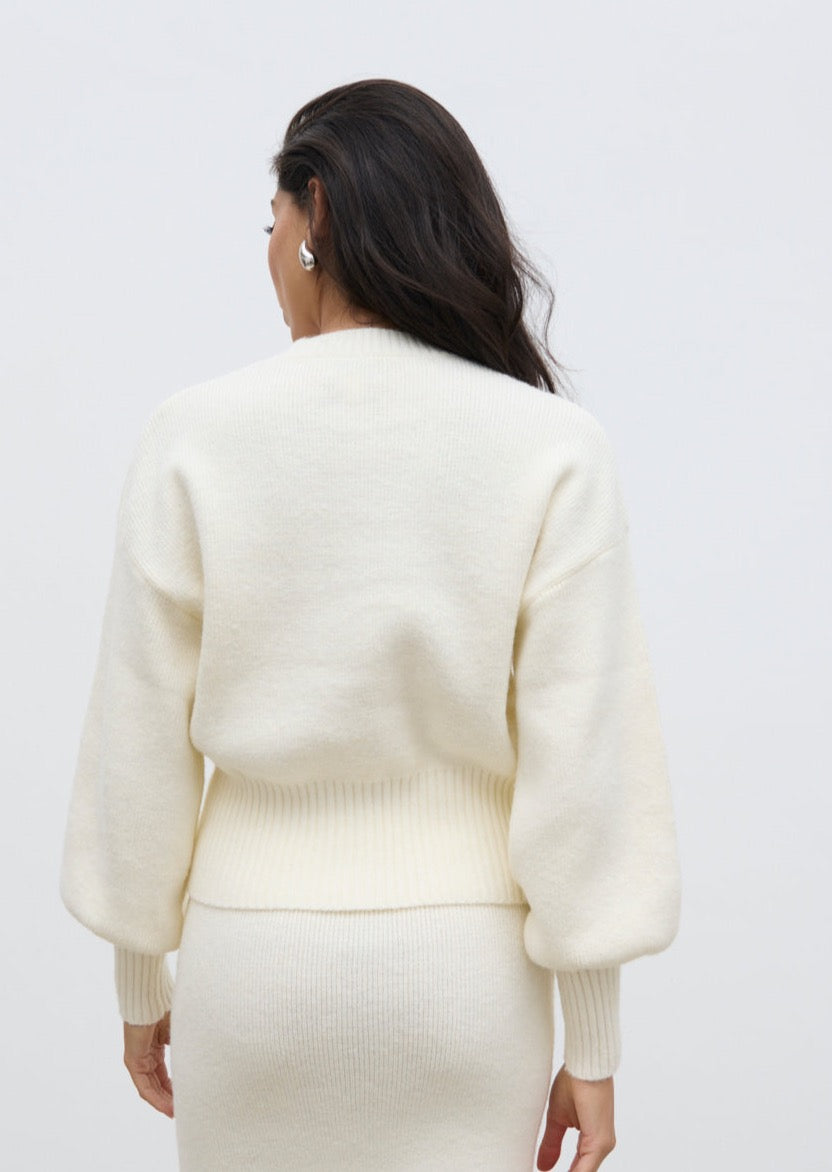 Etta Knit Bomber Jacket - Cream