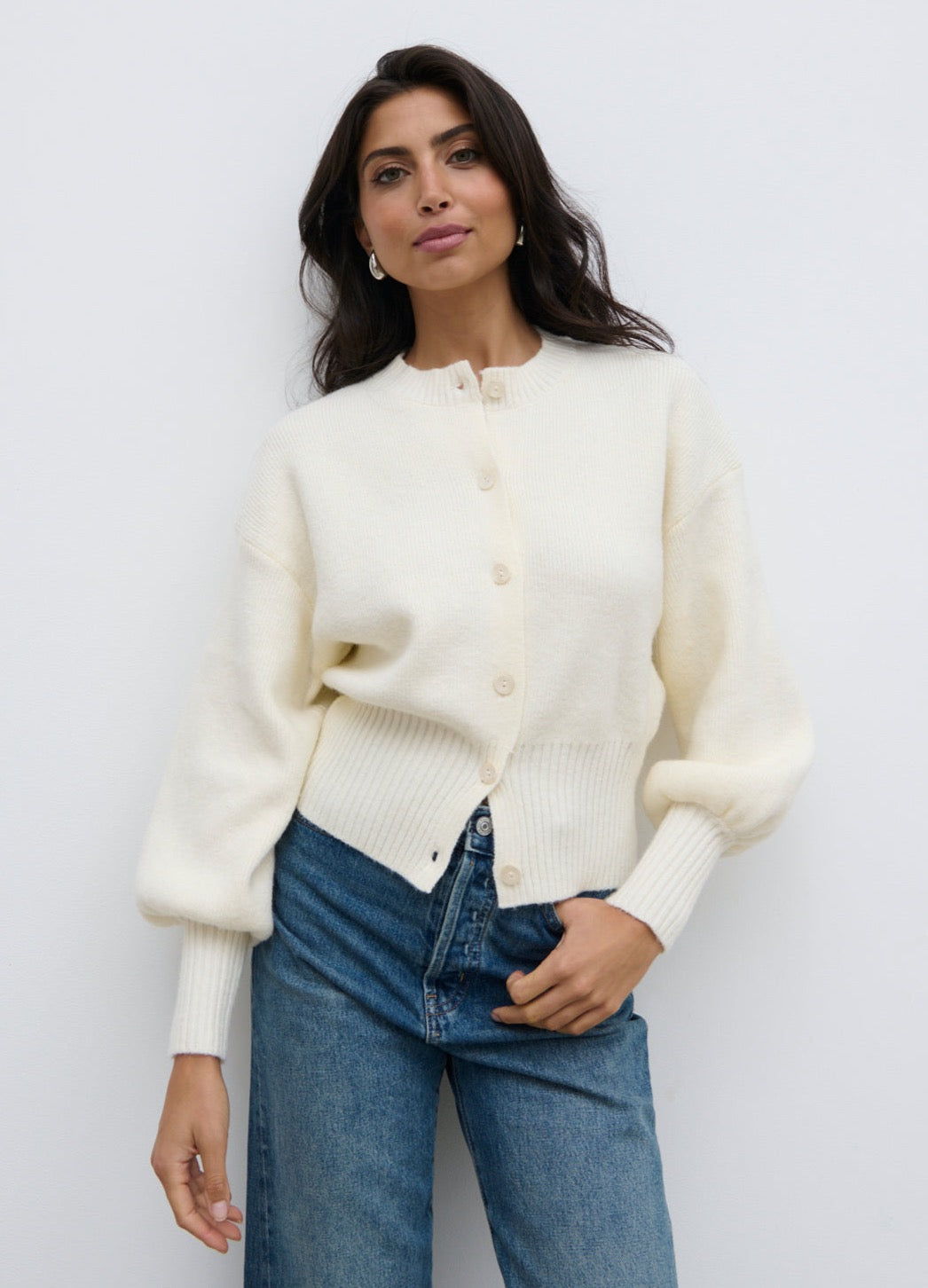 Etta Knit Bomber Jacket - Cream