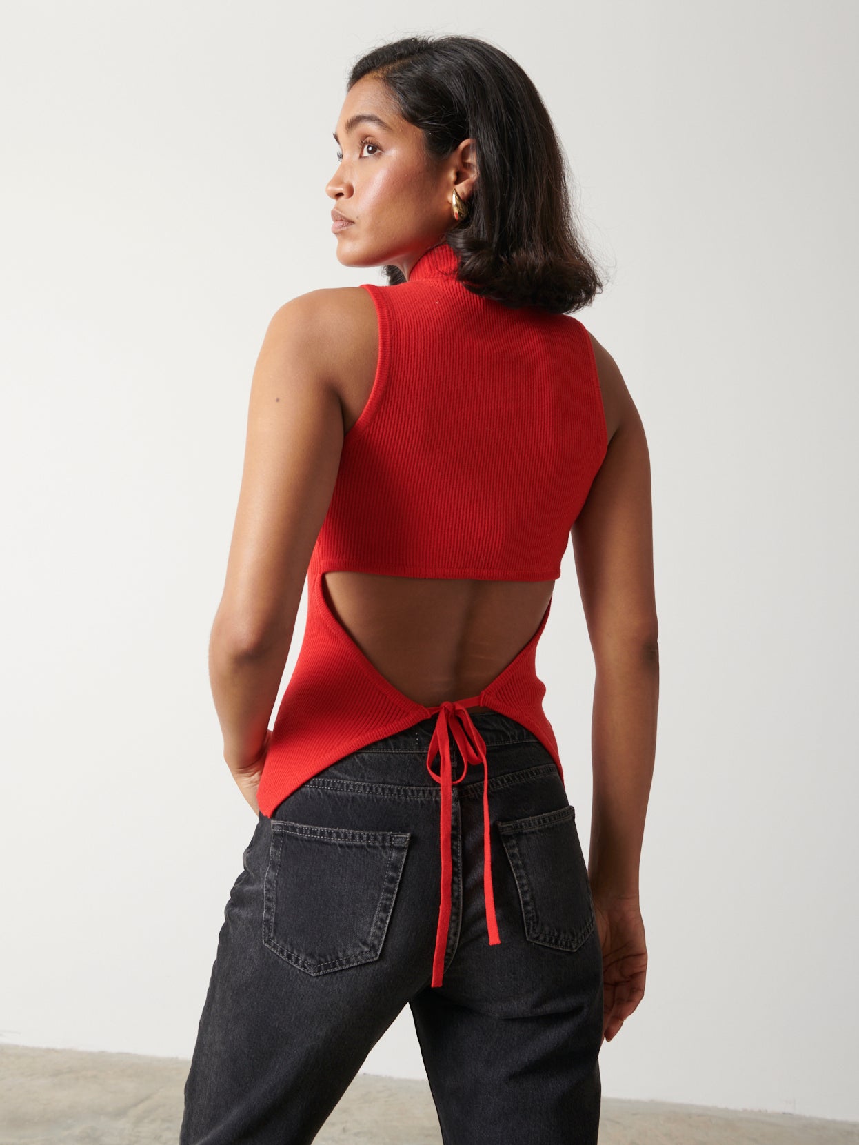 Eva Backless Knit Top - Scarlet Red