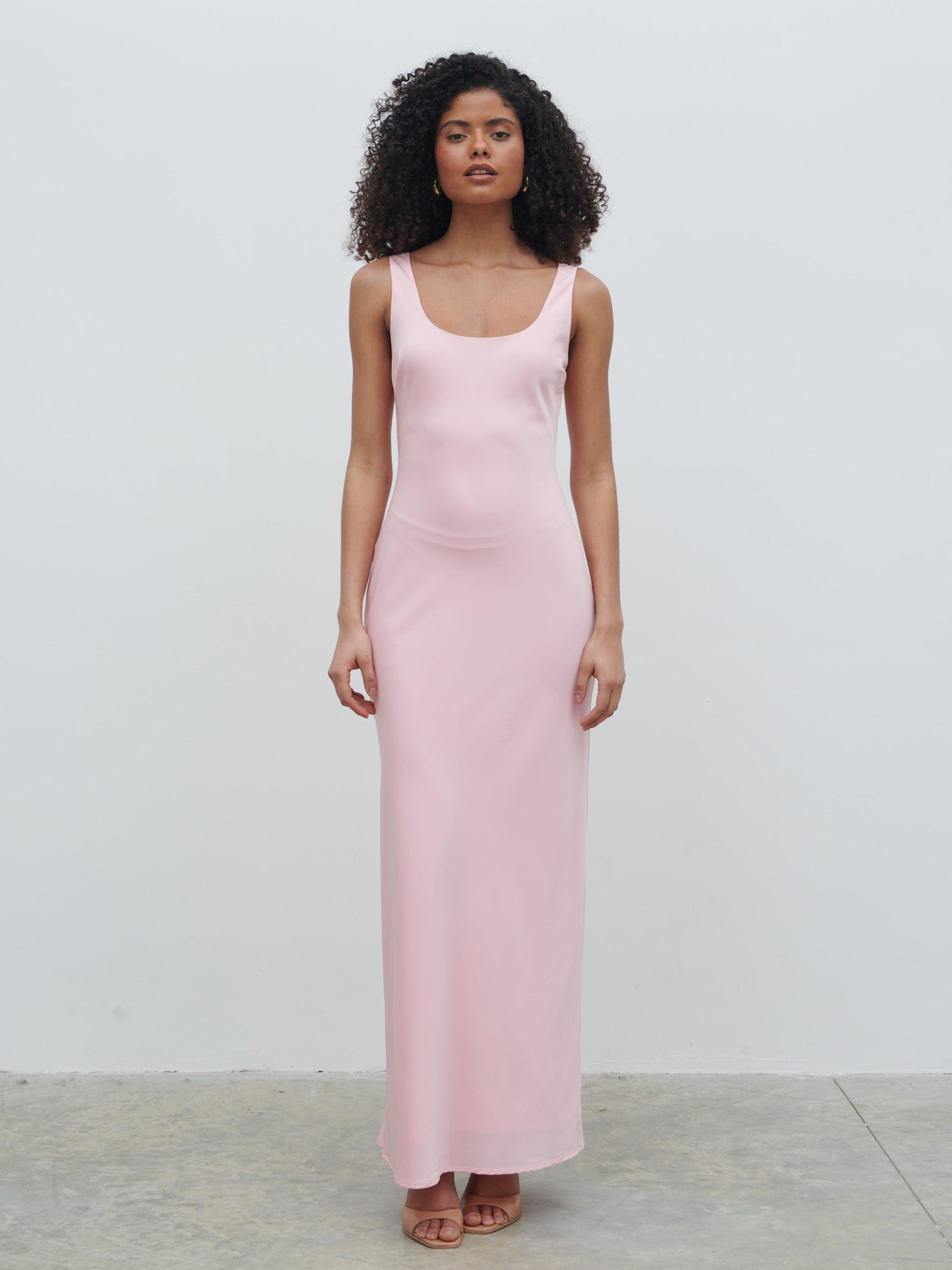 pretty lavish pink satin dress Bon Bon Pink Bridesmaid Dress Matte Satin Size Large
