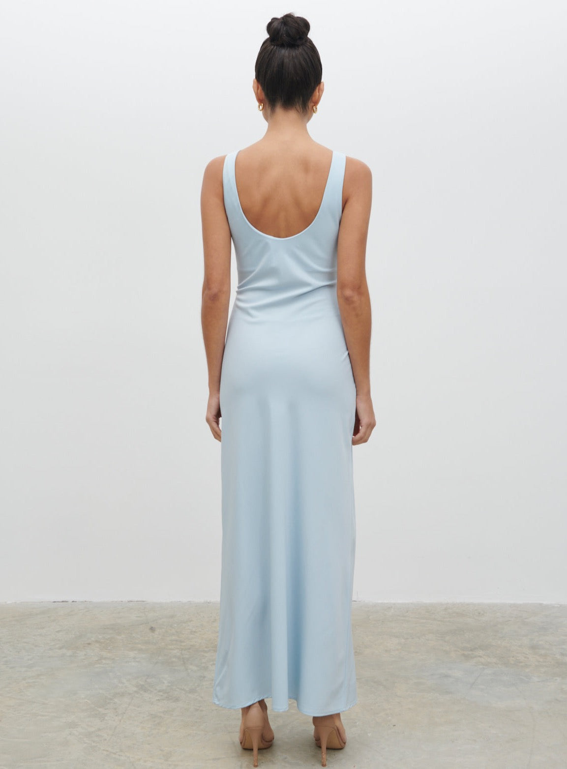 Evelyn Satin Slip Maxi Dress - Powder Blue