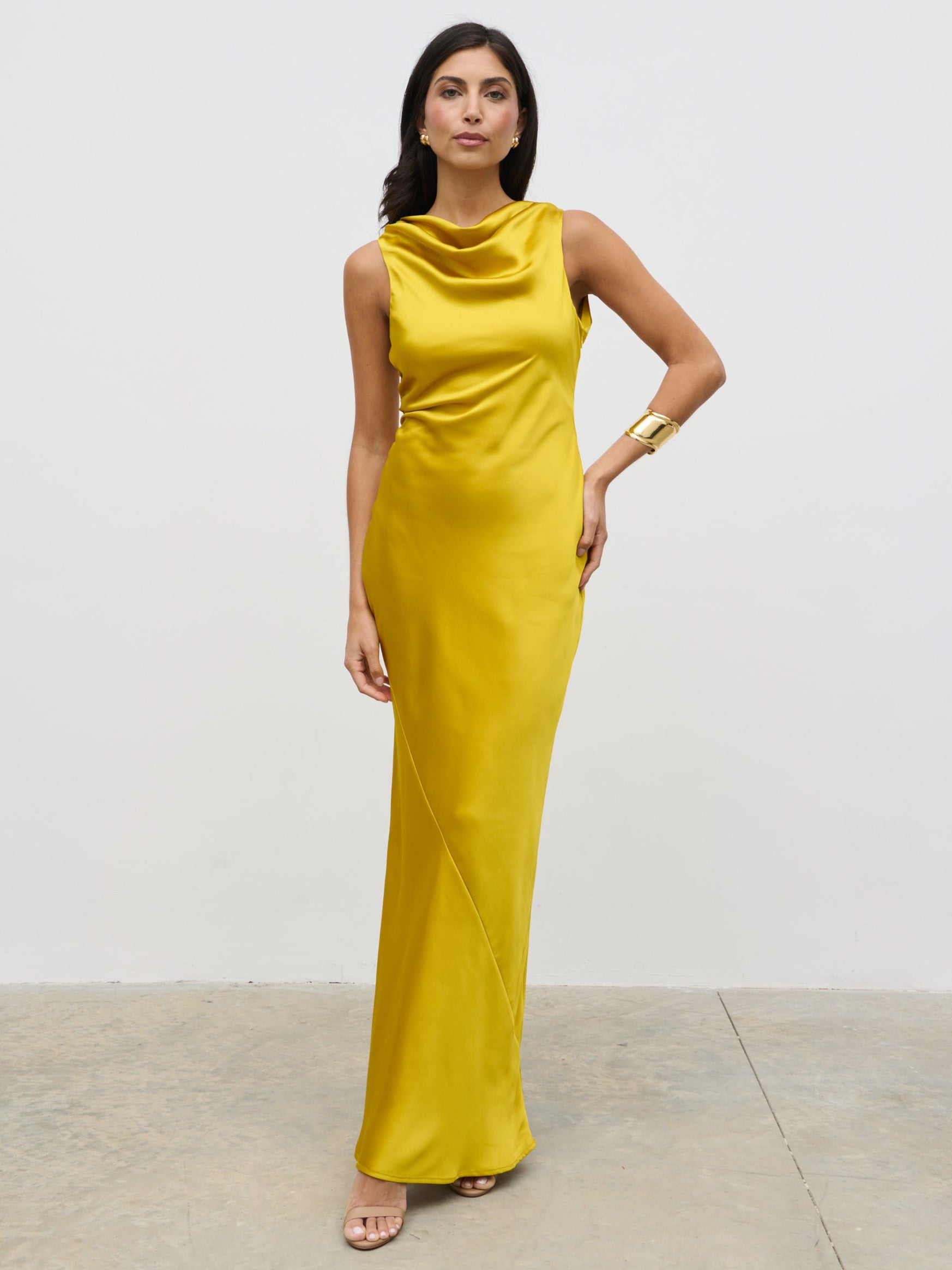 Everlee Cowl Maxi Dress - Saffron Pretty Lavish Everlee Cowl Maxi Dress - Saffron Pretty Lavish