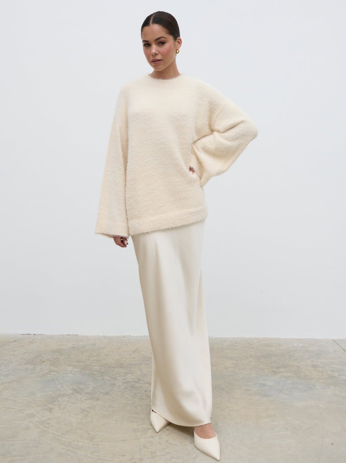 Lula Fluffy Knit Jumper - Cream