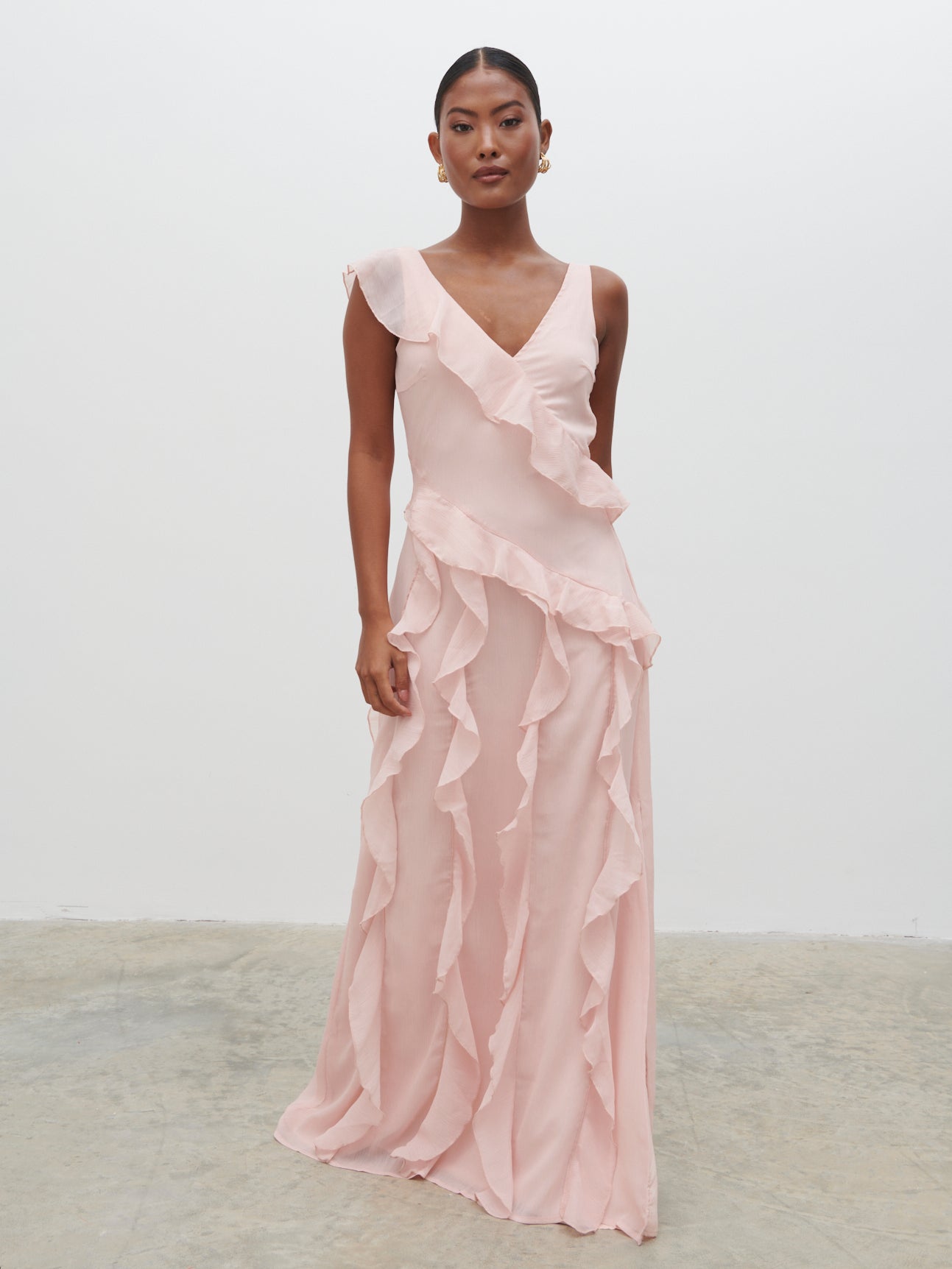 Faye Ruffle Maxi Dress - Blush