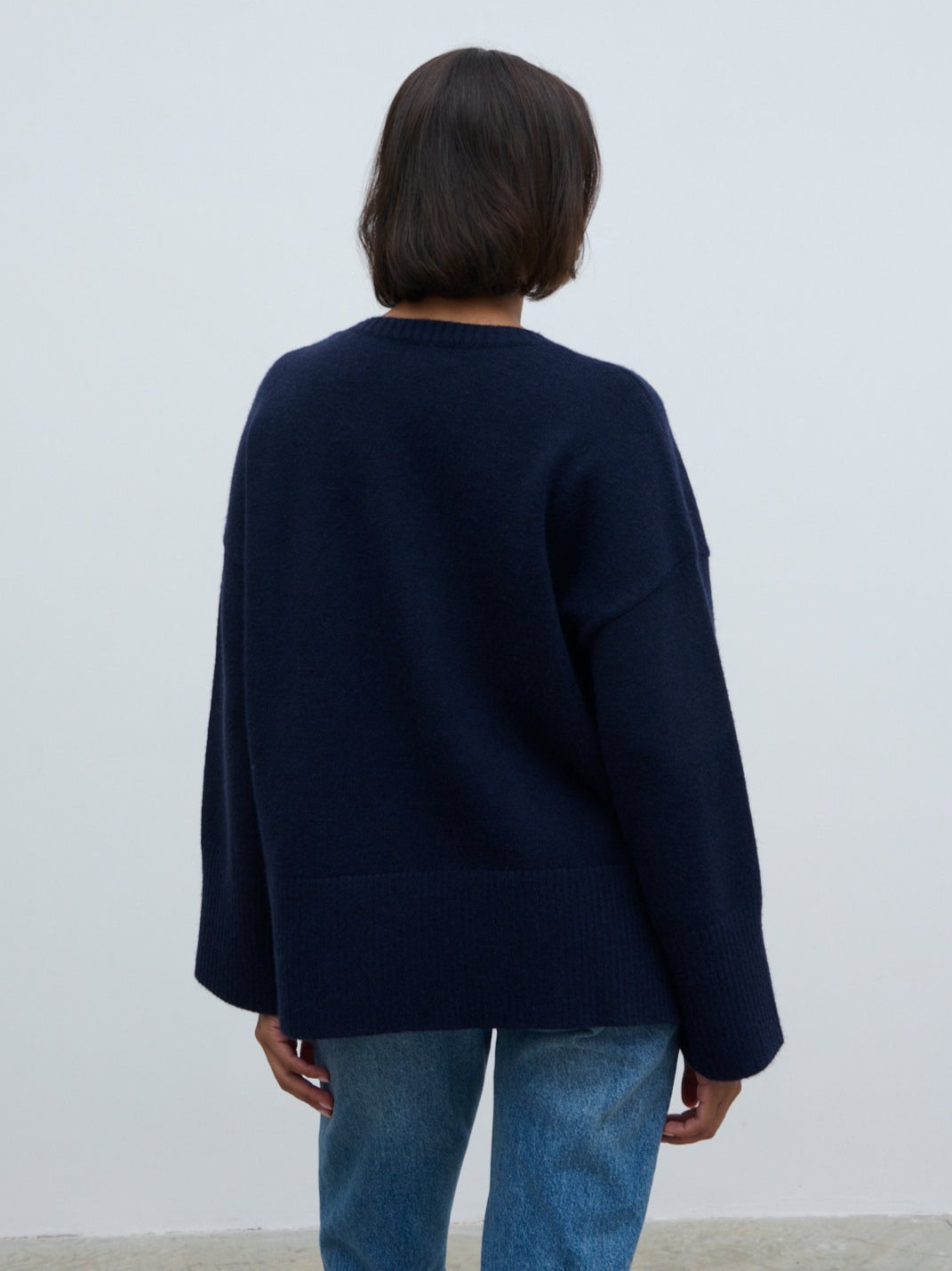 Finnity Slouchy Crew Neck Knit Jumper - Navy