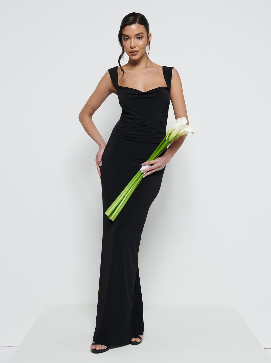 Florence Cowl Neck Jersey Maxi Bridesmaid Dress - Black Pretty Lavish Florence Cowl Neck Jersey Maxi Bridesmaid Dress - Black Pretty Lavish