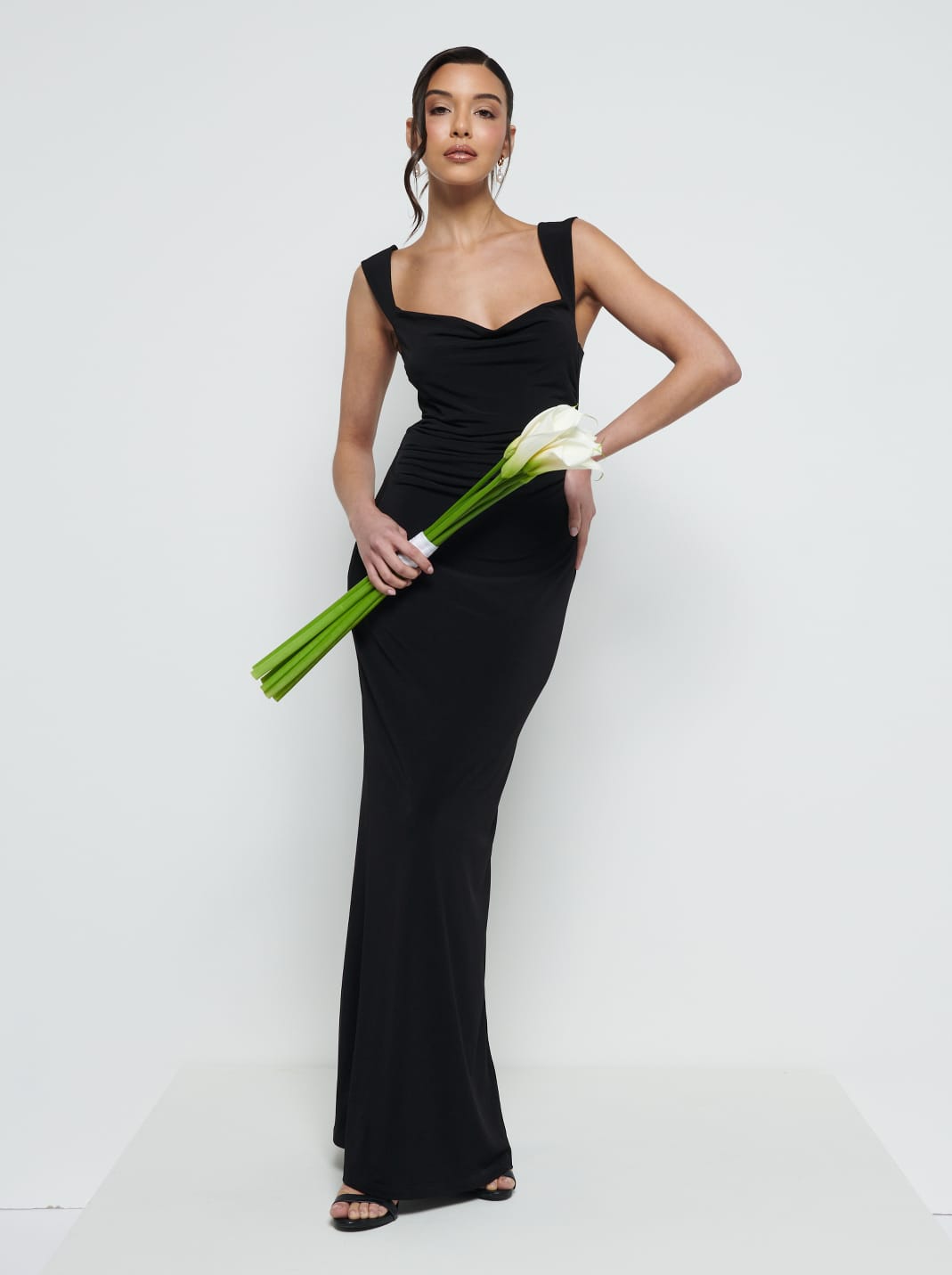 Florence Cowl Neck Jersey Maxi Bridesmaid Dress - Black Pretty Lavish Florence Cowl Neck Jersey Maxi Bridesmaid Dress - Black Pretty Lavish