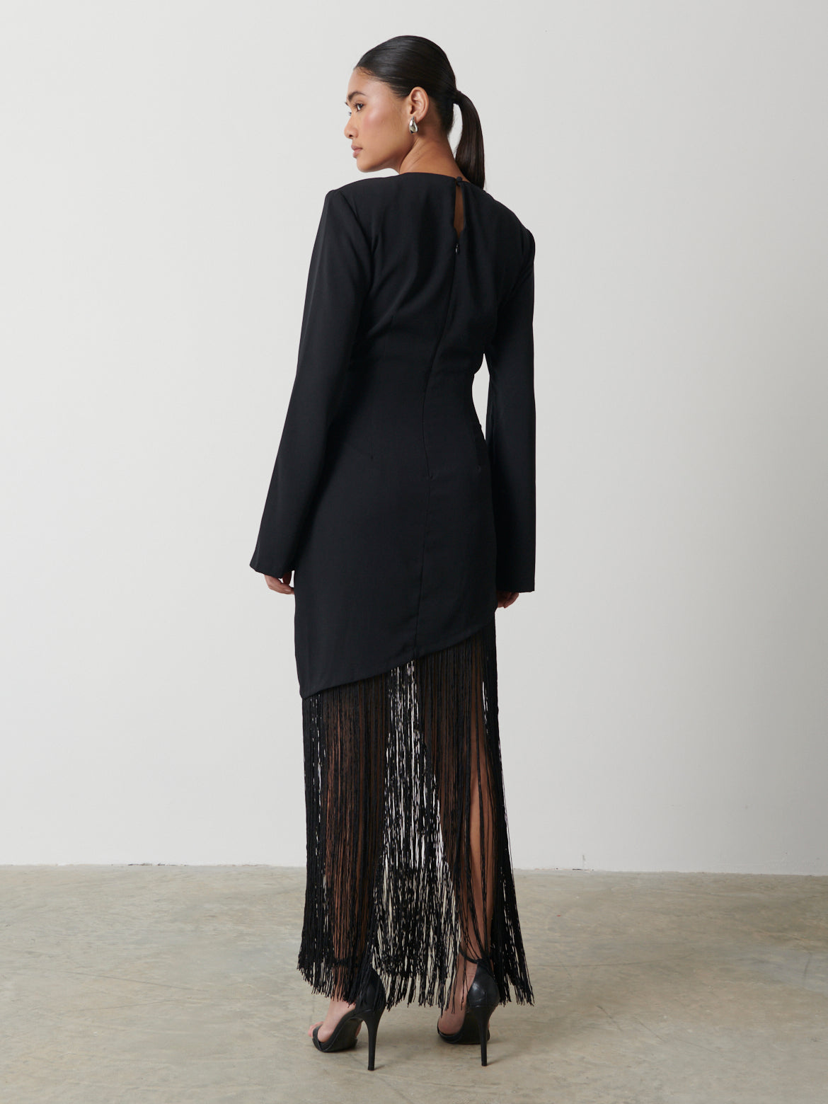 Francoise Fringed Maxi Dress - Black