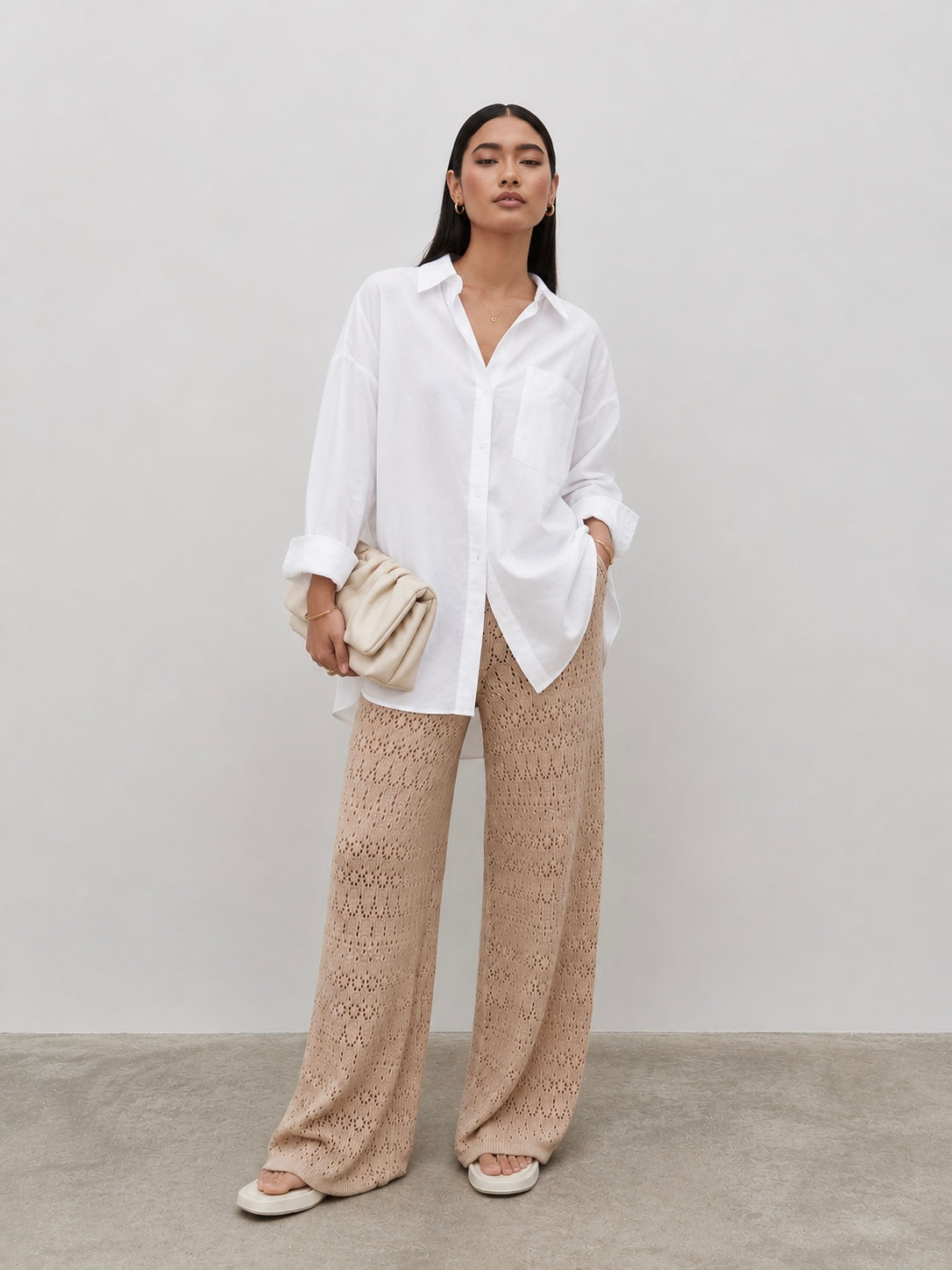 Eda Crotchet Knit Trousers - Oatmeal – Pretty Lavish