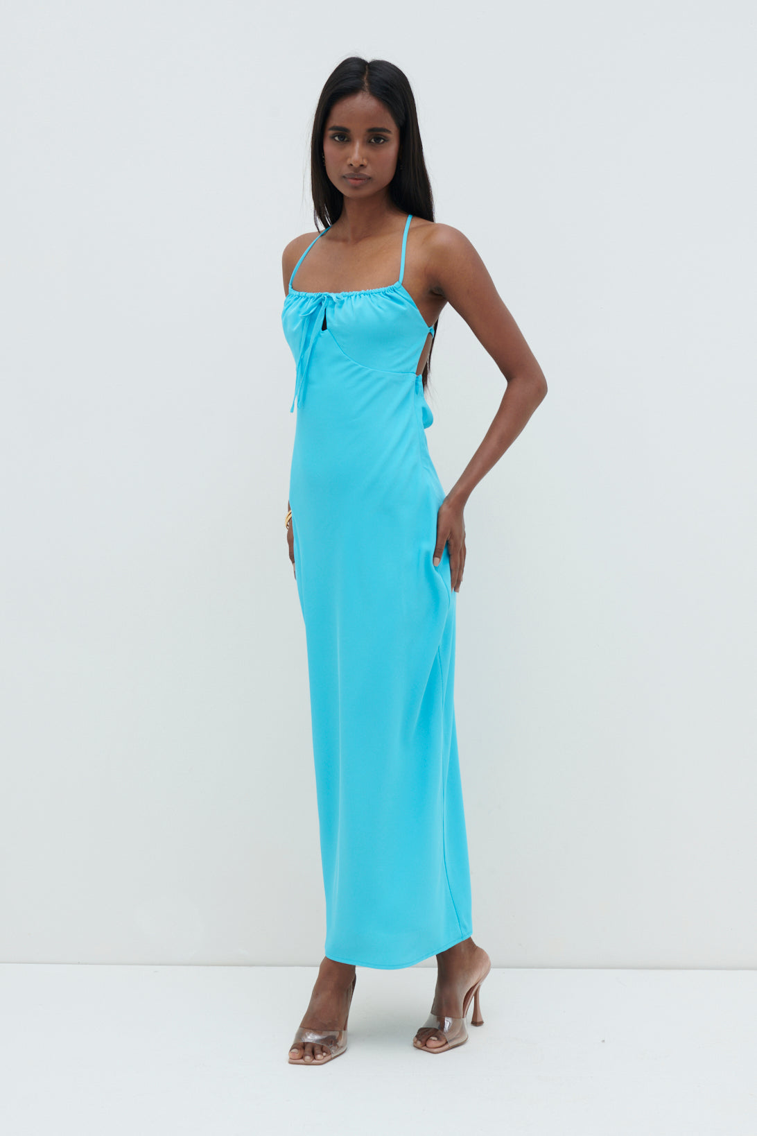 Gia Tie Midaxi Dress - Santorini Blue