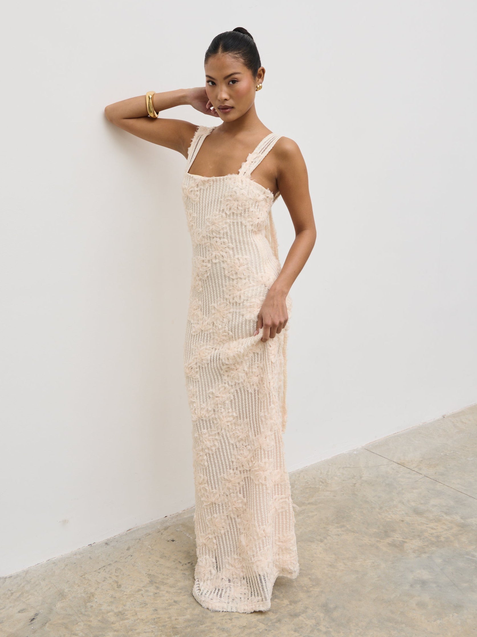 Gigou Crochet Floral Maxi Dress - Cream Gigou Crochet Floral Maxi Dress - Cream