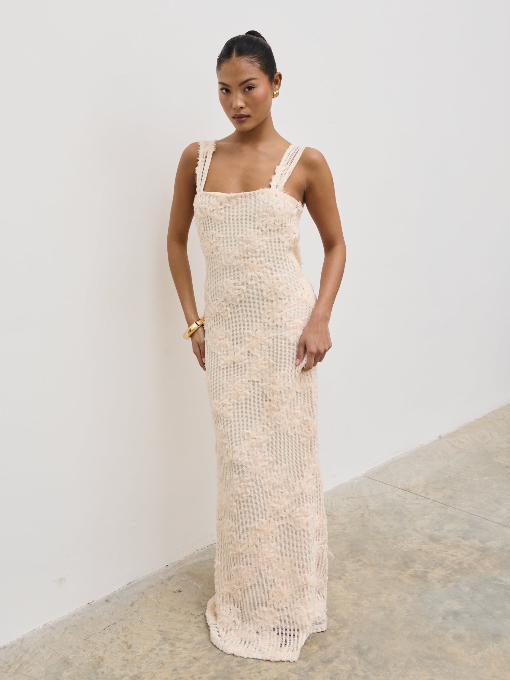 Gigou Crochet Floral Maxi Dress