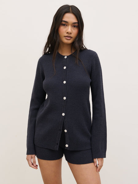 Gracie Fine Tape Knit Cardigan - Navy – Pretty Lavish