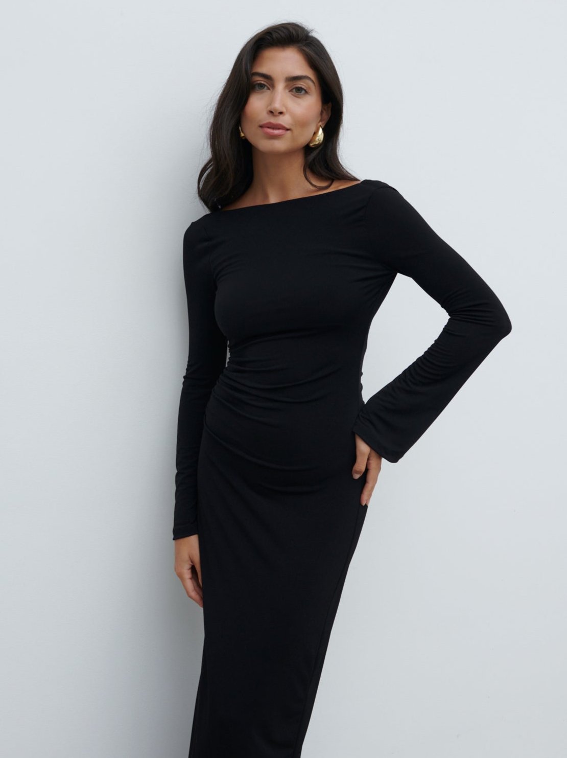 Hadley Cowl Back Jersey Maxi Dress - Black