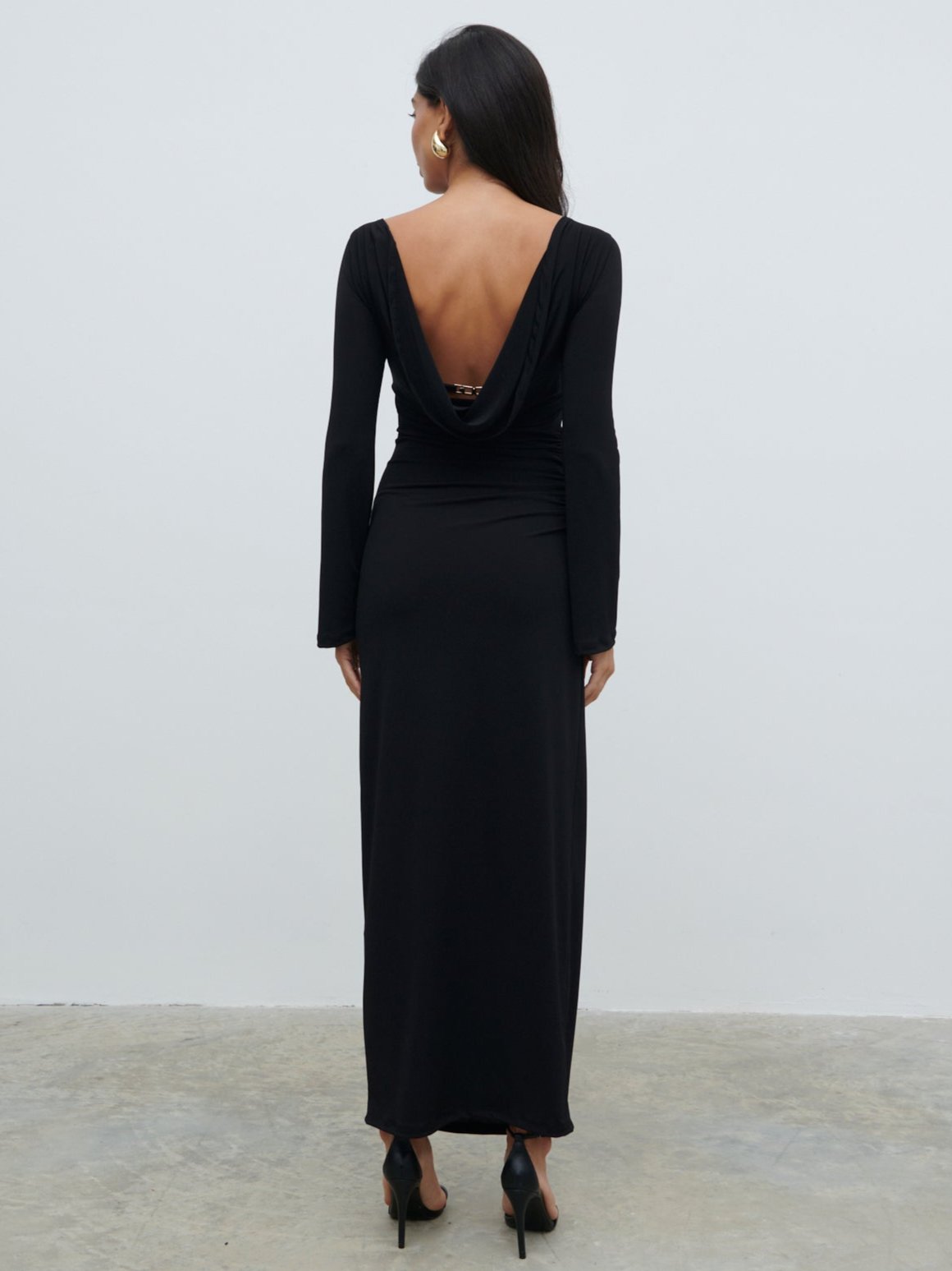 Hadley Cowl Back Jersey Maxi Dress - Black