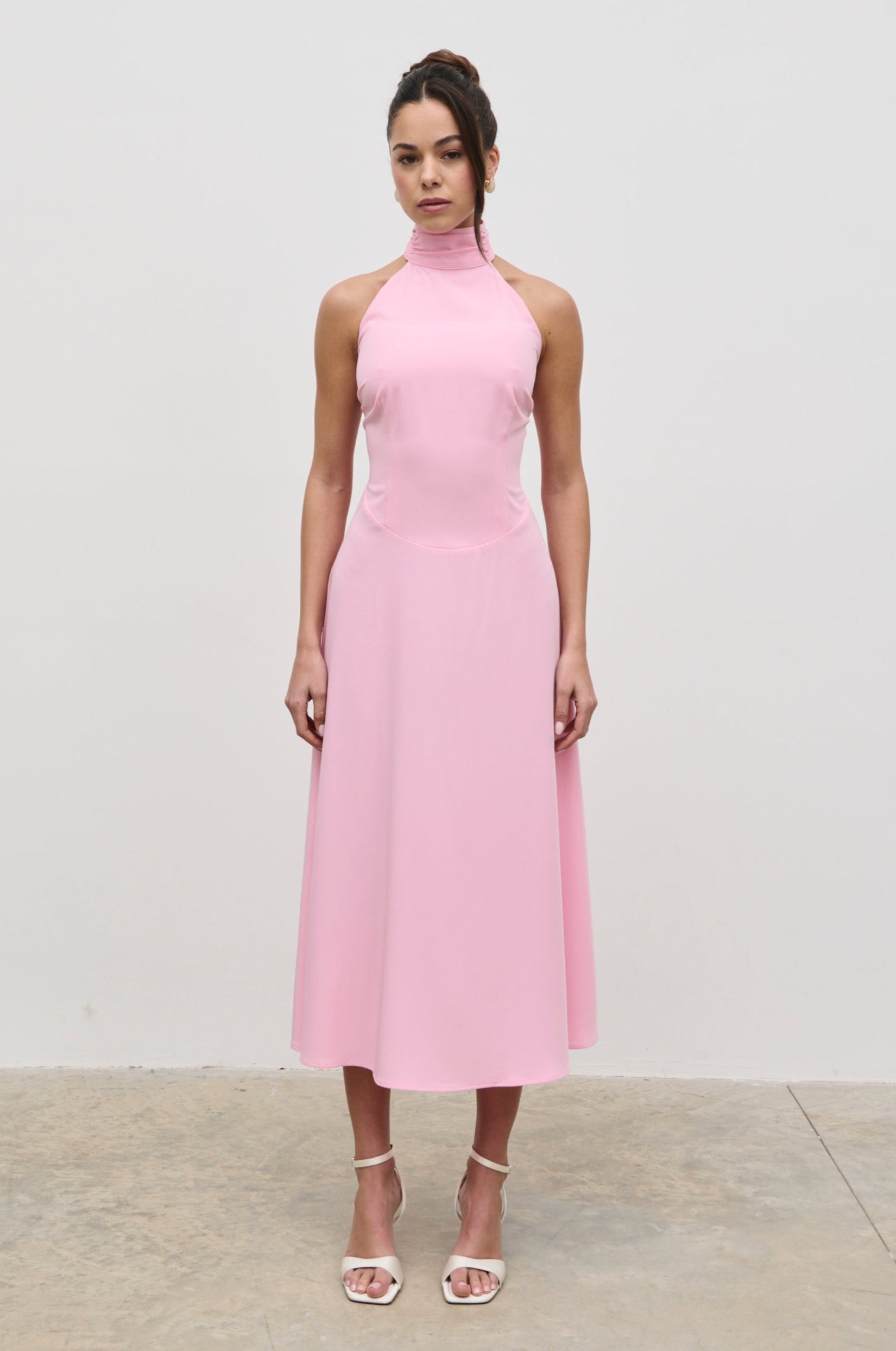 Haisley Dropped Waist Midaxi Dress - Peony Pink Pretty Lavish Haisley Dropped Waist Midaxi Dress - Peony Pink Pretty Lavish