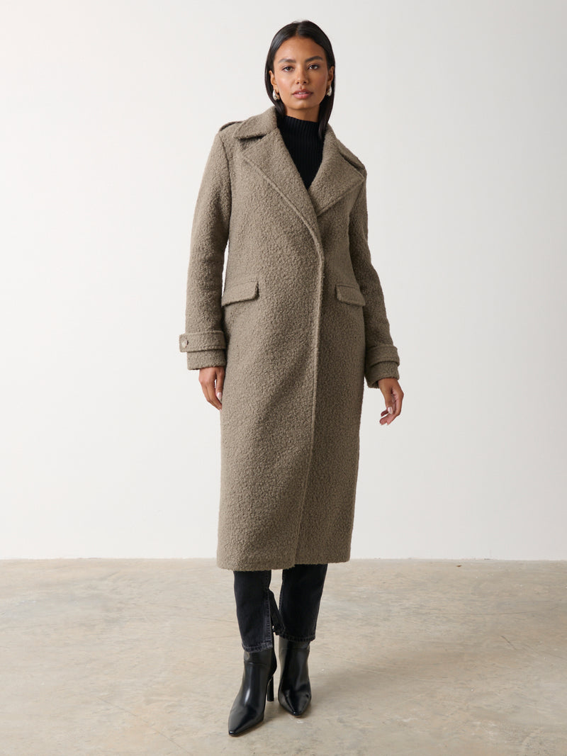 Halston Oversized Boucle Coat - Taupe – Pretty Lavish