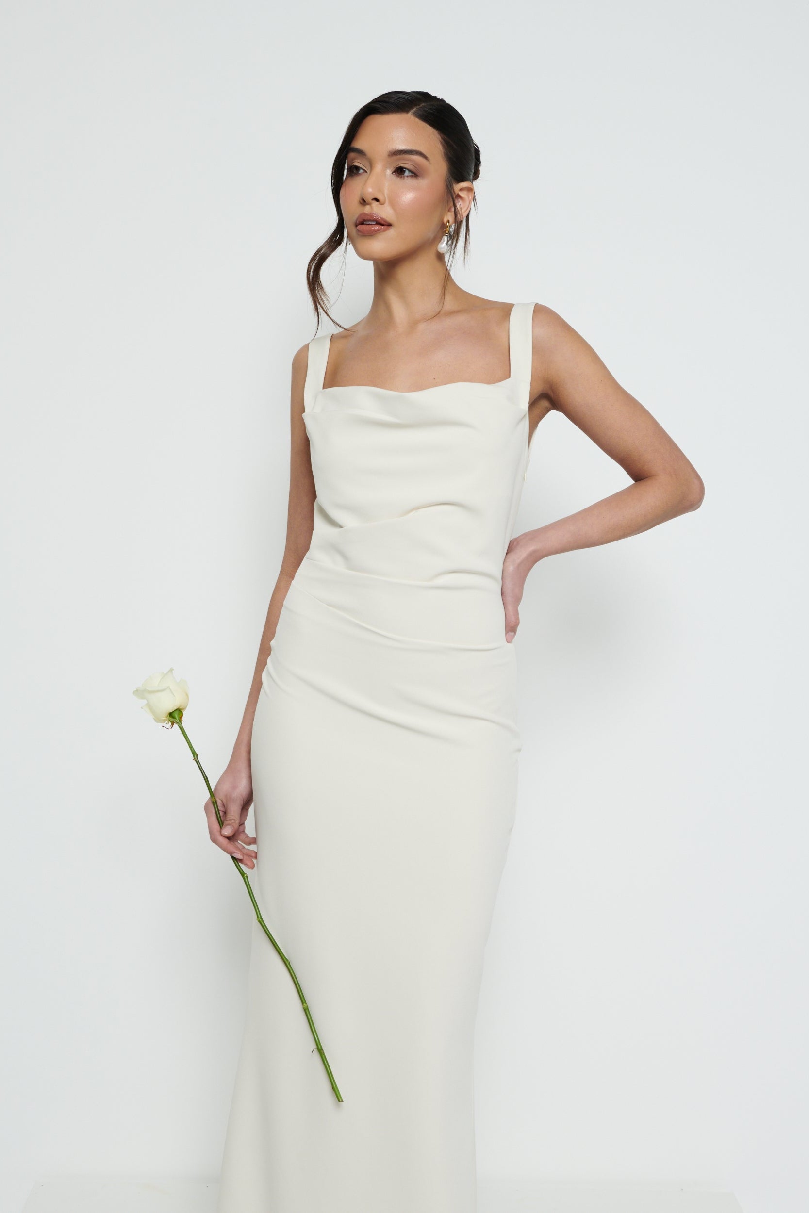 Harriet Cowl Neck Crepe Maxi Bridesmaid Dress