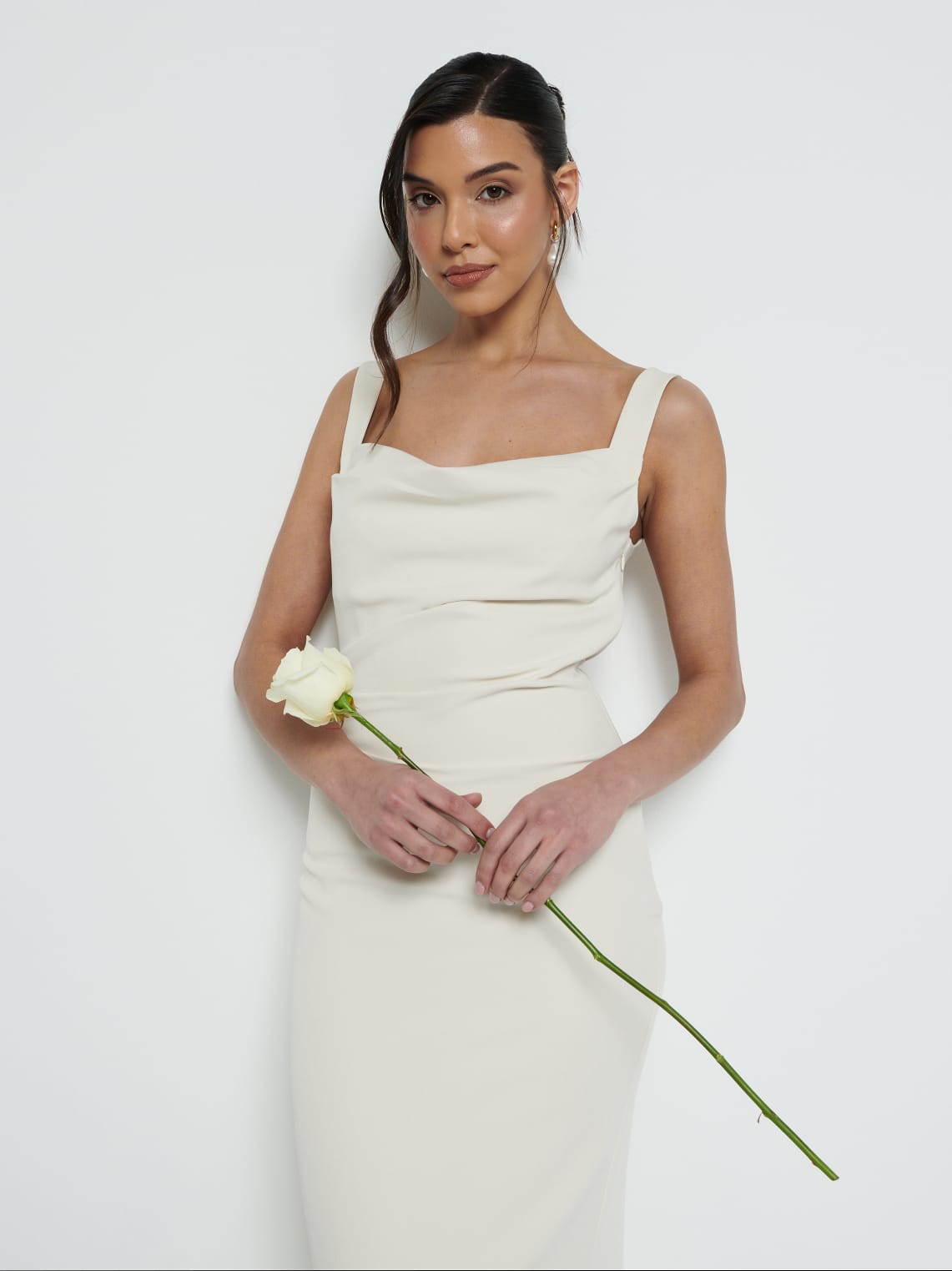 Harriet Cowl Neck Crepe Maxi Bridesmaid Dress