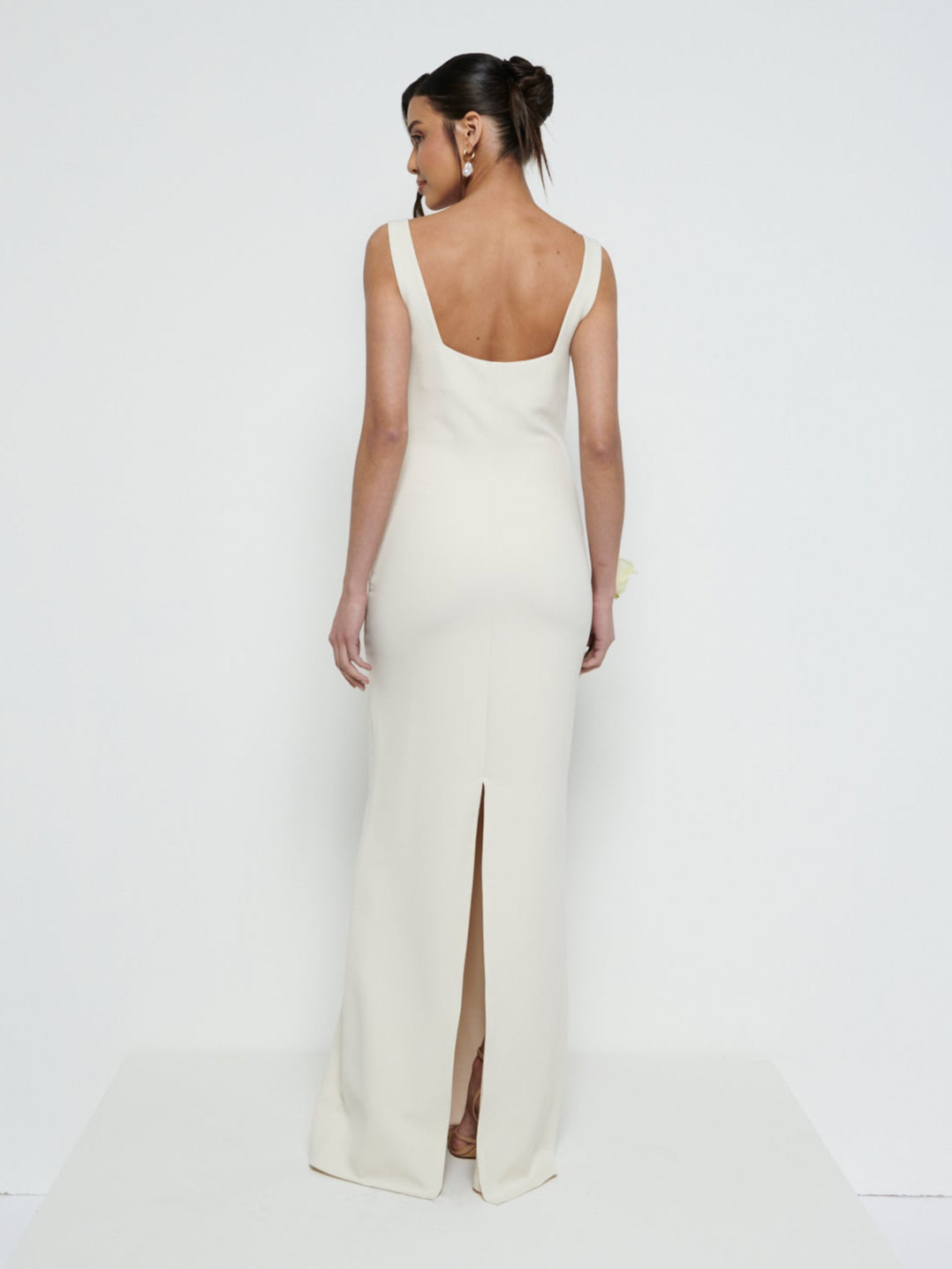 Harriet Cowl Neck Crepe Maxi Bridesmaid Dress - Champagne