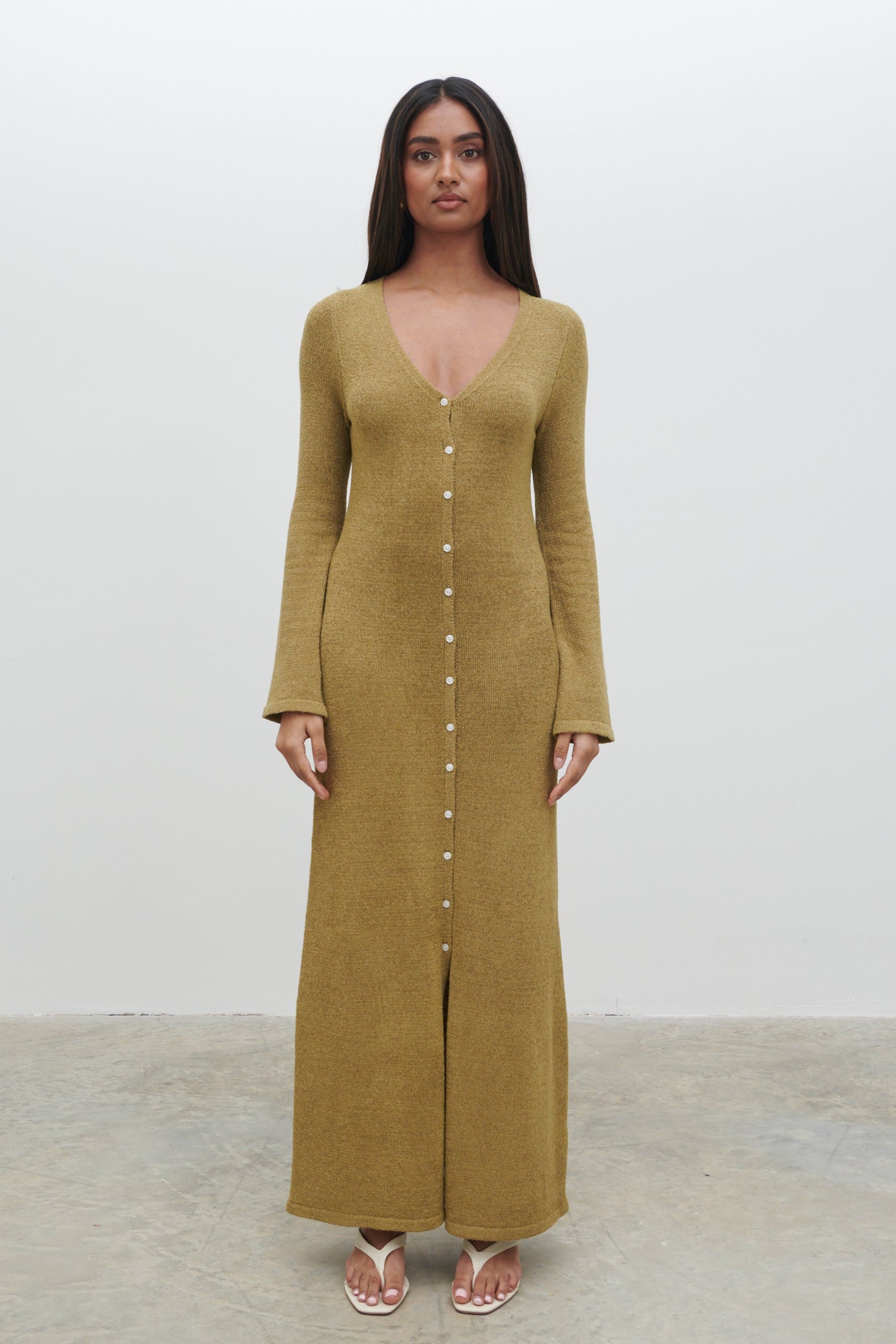 Hazel Knit Maxi Dress - Olive Hazel Knit Maxi Dress - Olive