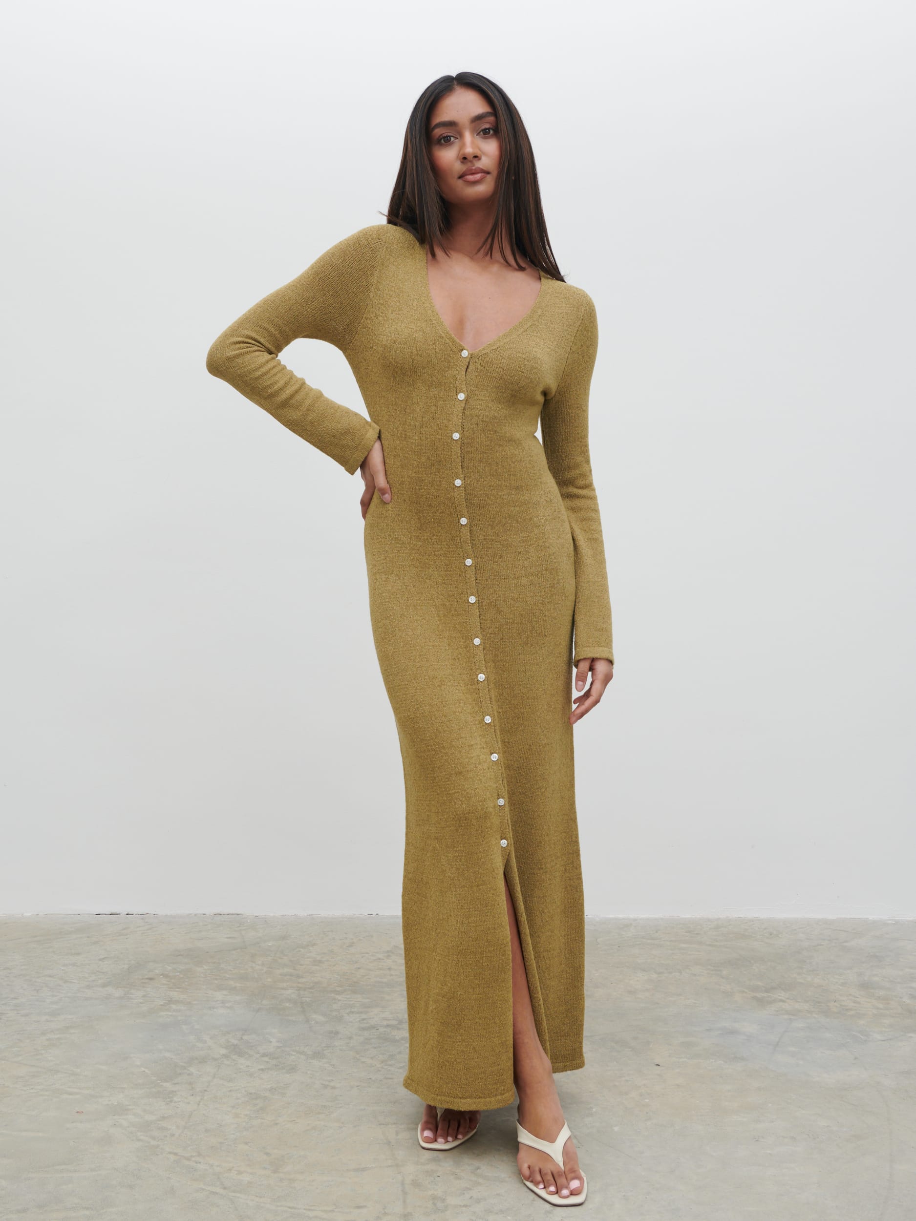 Hazel Knit Maxi Dress - Olive Hazel Knit Maxi Dress - Olive